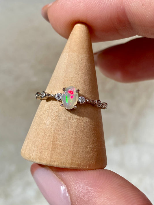 Ethiopian Opal adjustable ring in Silver 925 (A)