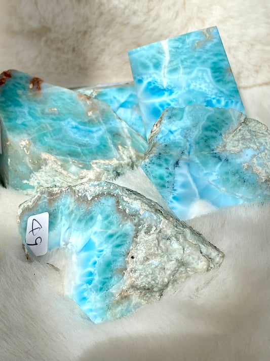 Larimar Slabs and Freeforms from the Dominican Republic