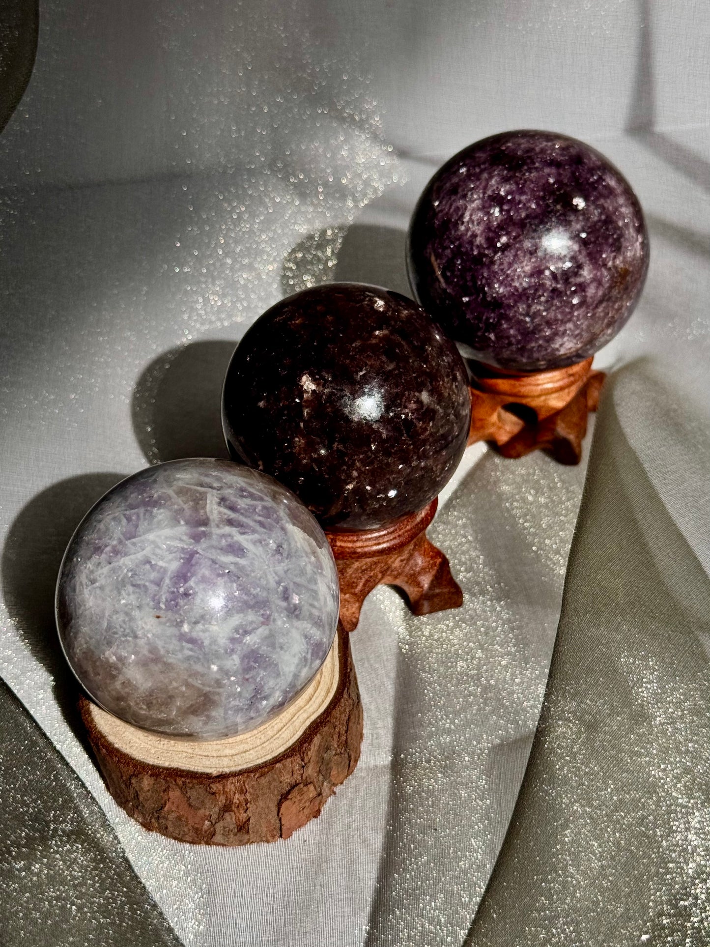 Sparkly Lepidolite spheres