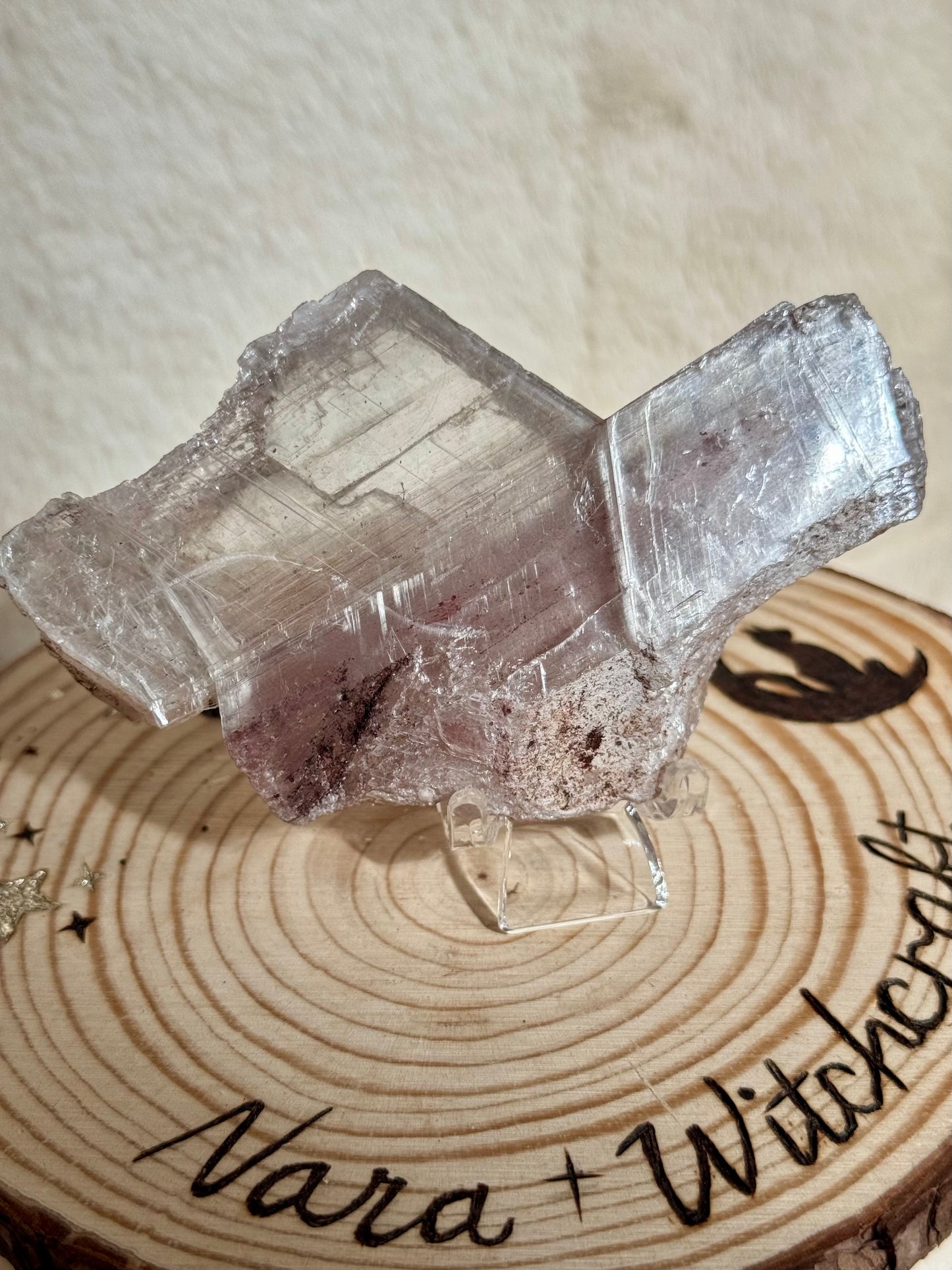 Selenite with Hematite