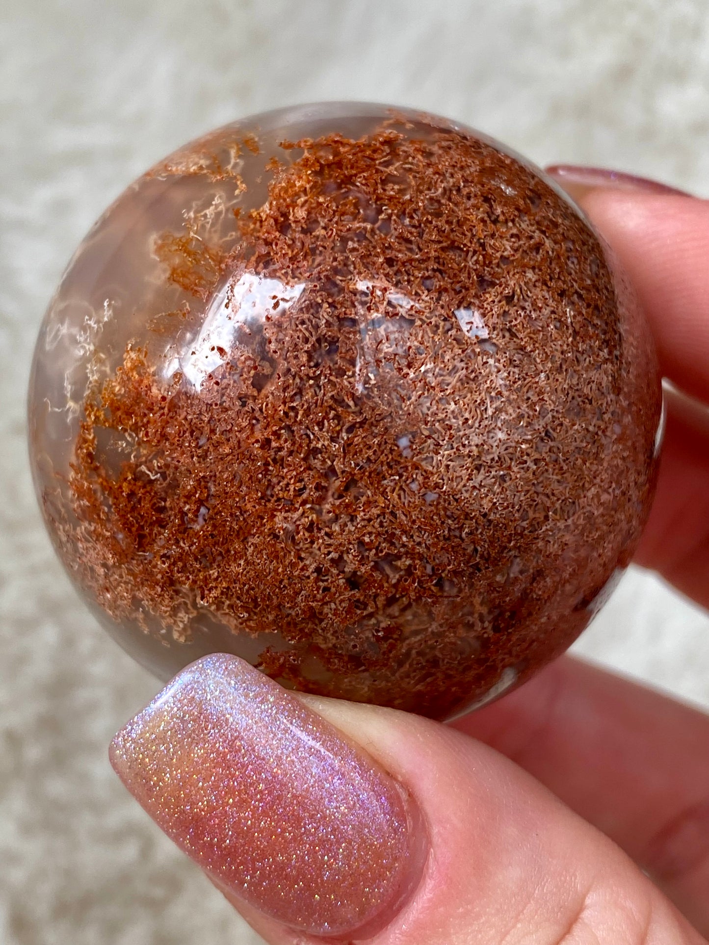 Red Moss Agate spheres