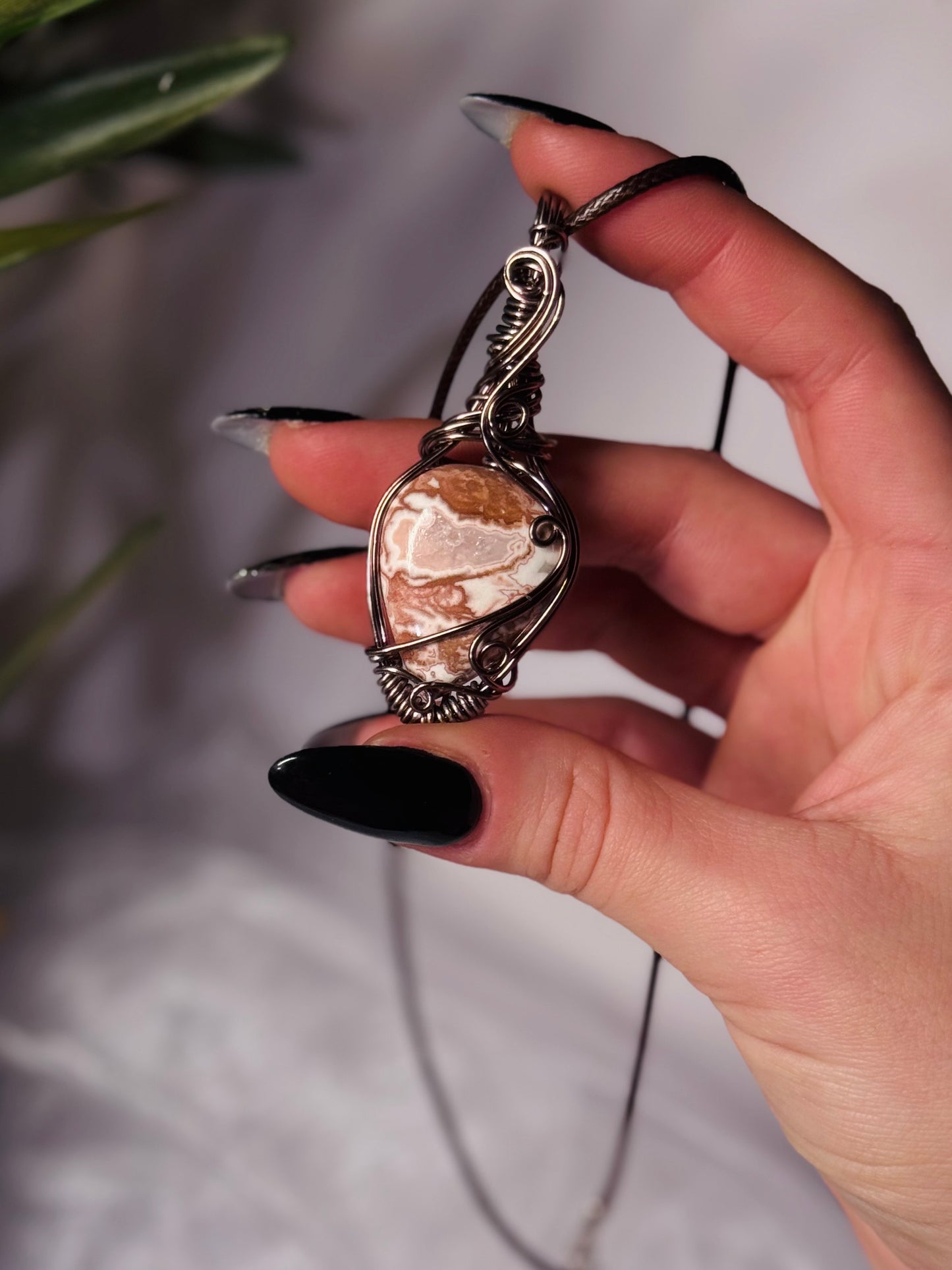 Pink Crazy Lace Agate - Wire wrapped pendants