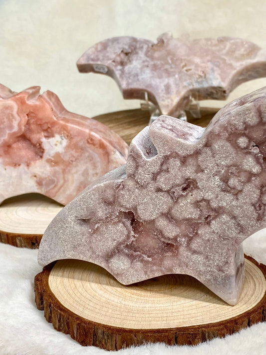 Pink Amethyst Druzy Bats