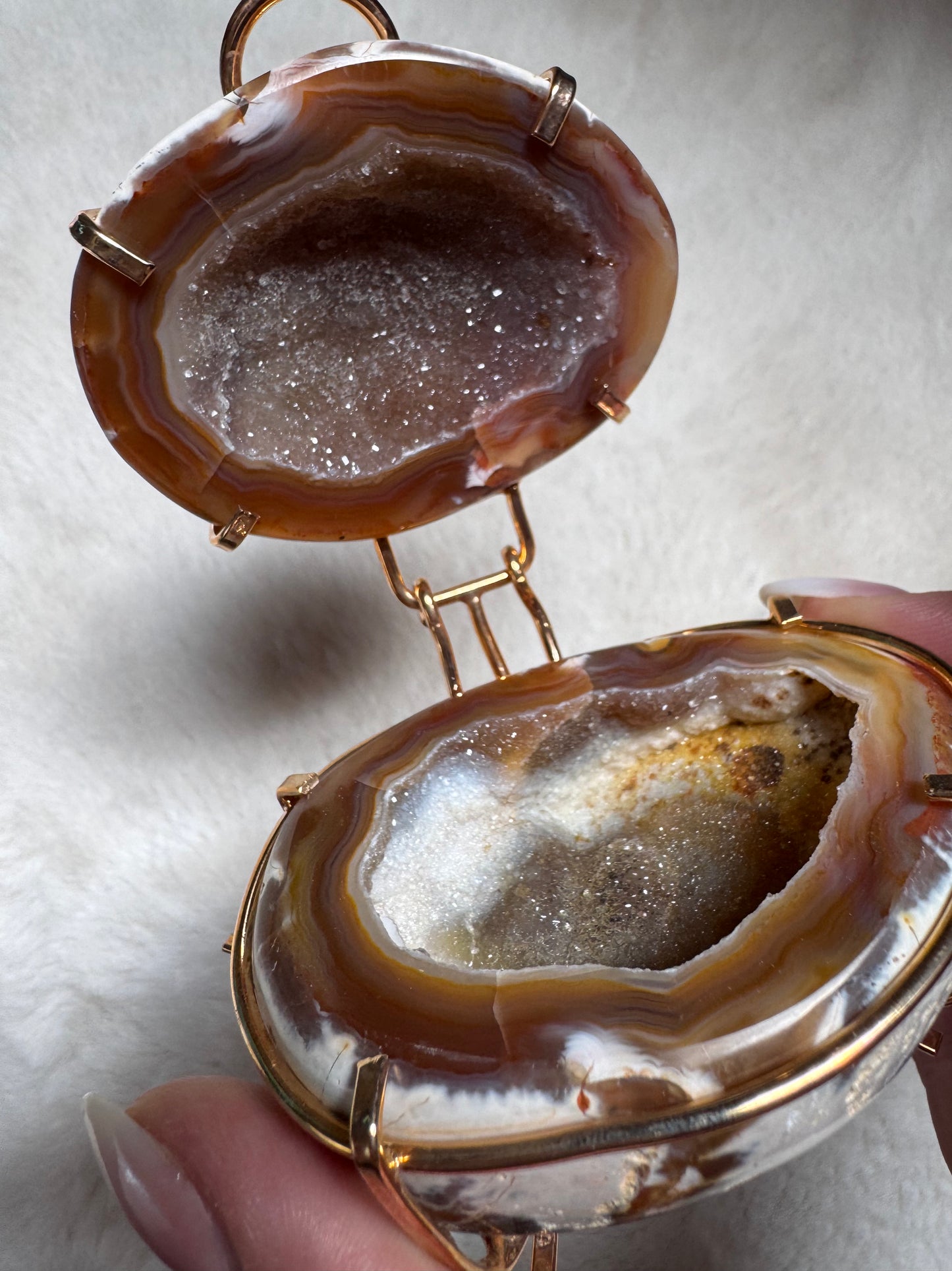 Druzy Agate jewellery boxes pair