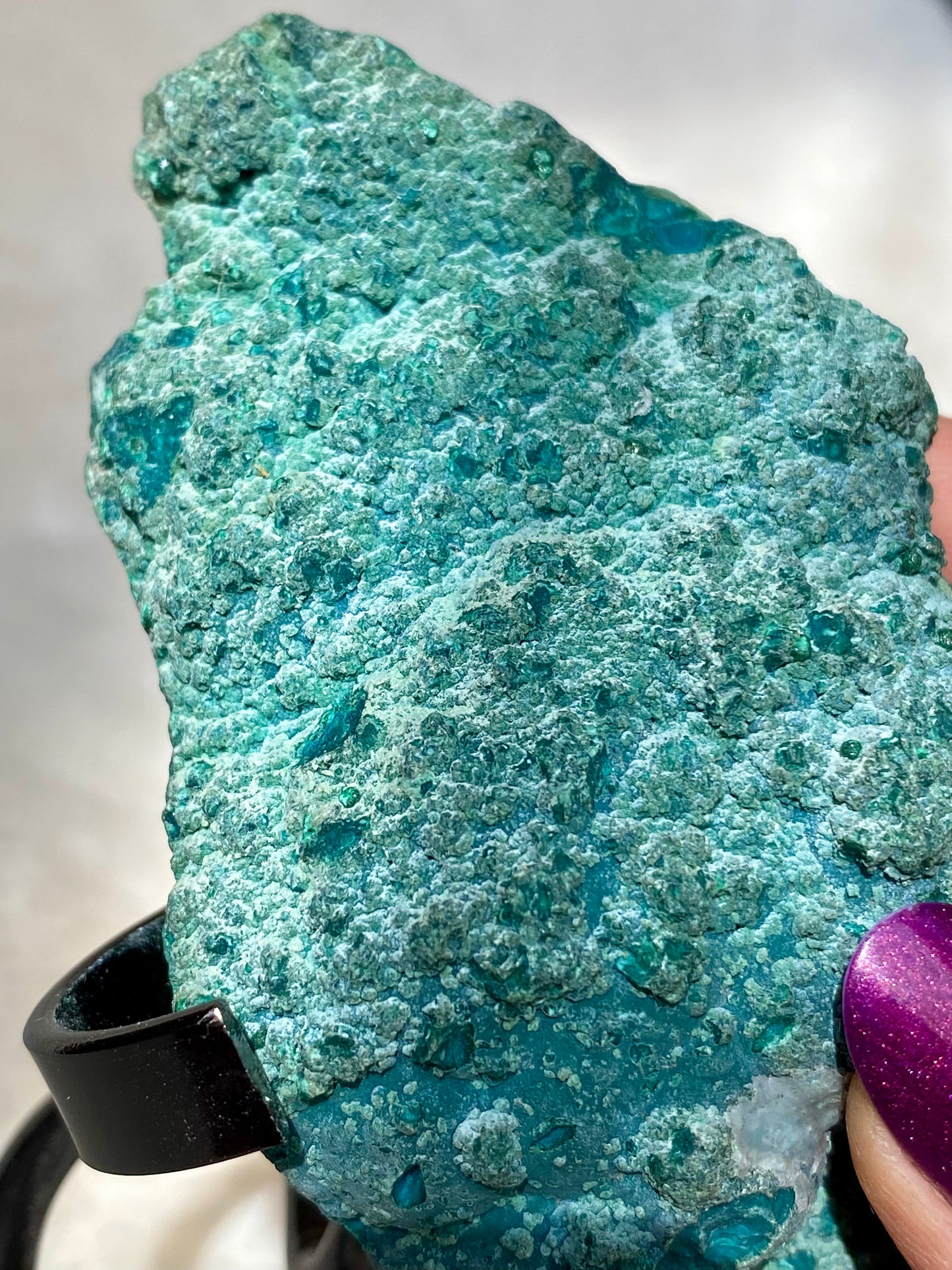 Botryoidal Chrysocolla Bubble specimens and holder