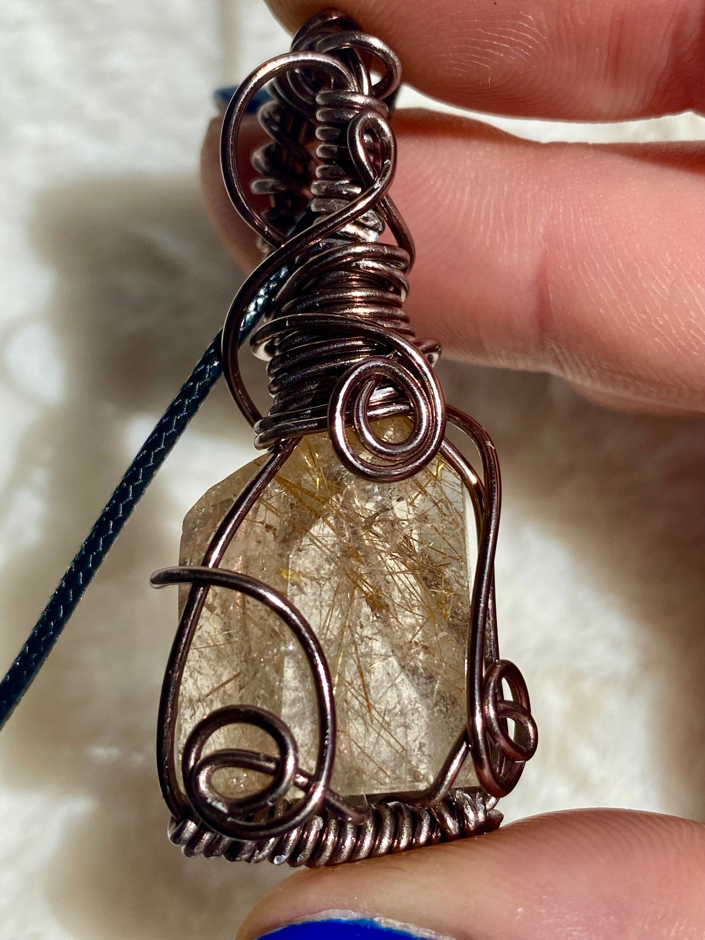 Wire wrapped Golden Rutile Quartz pendant