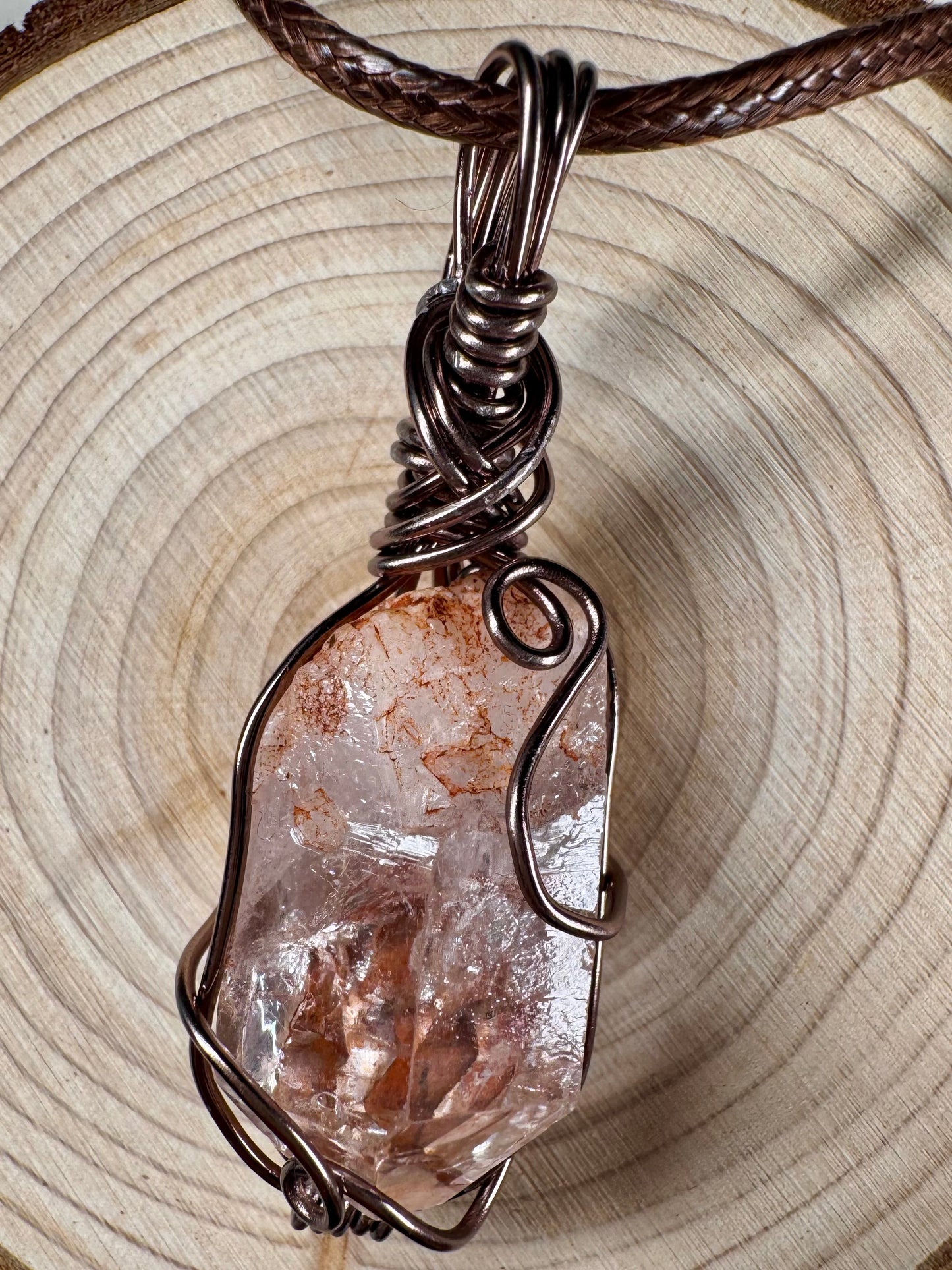 Wire wrapped Petroleum Quartz pendant