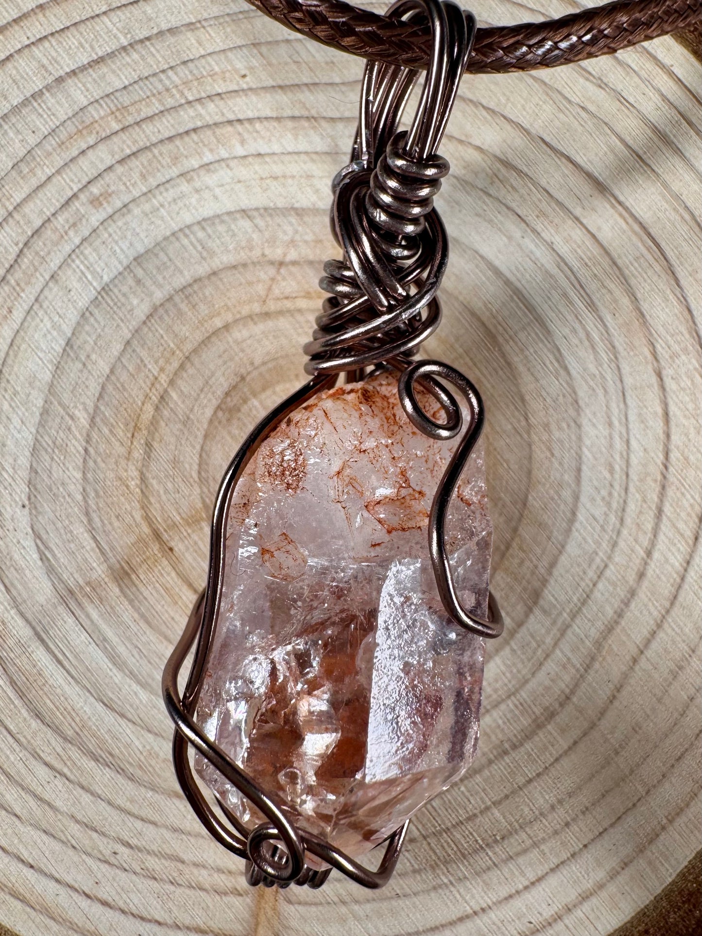 Wire wrapped Petroleum Quartz pendant