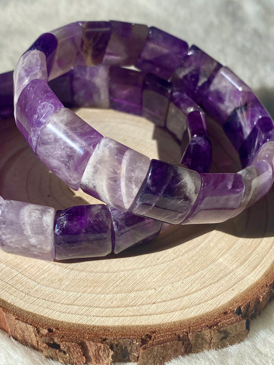 Chevron Amethyst bangle bracelets