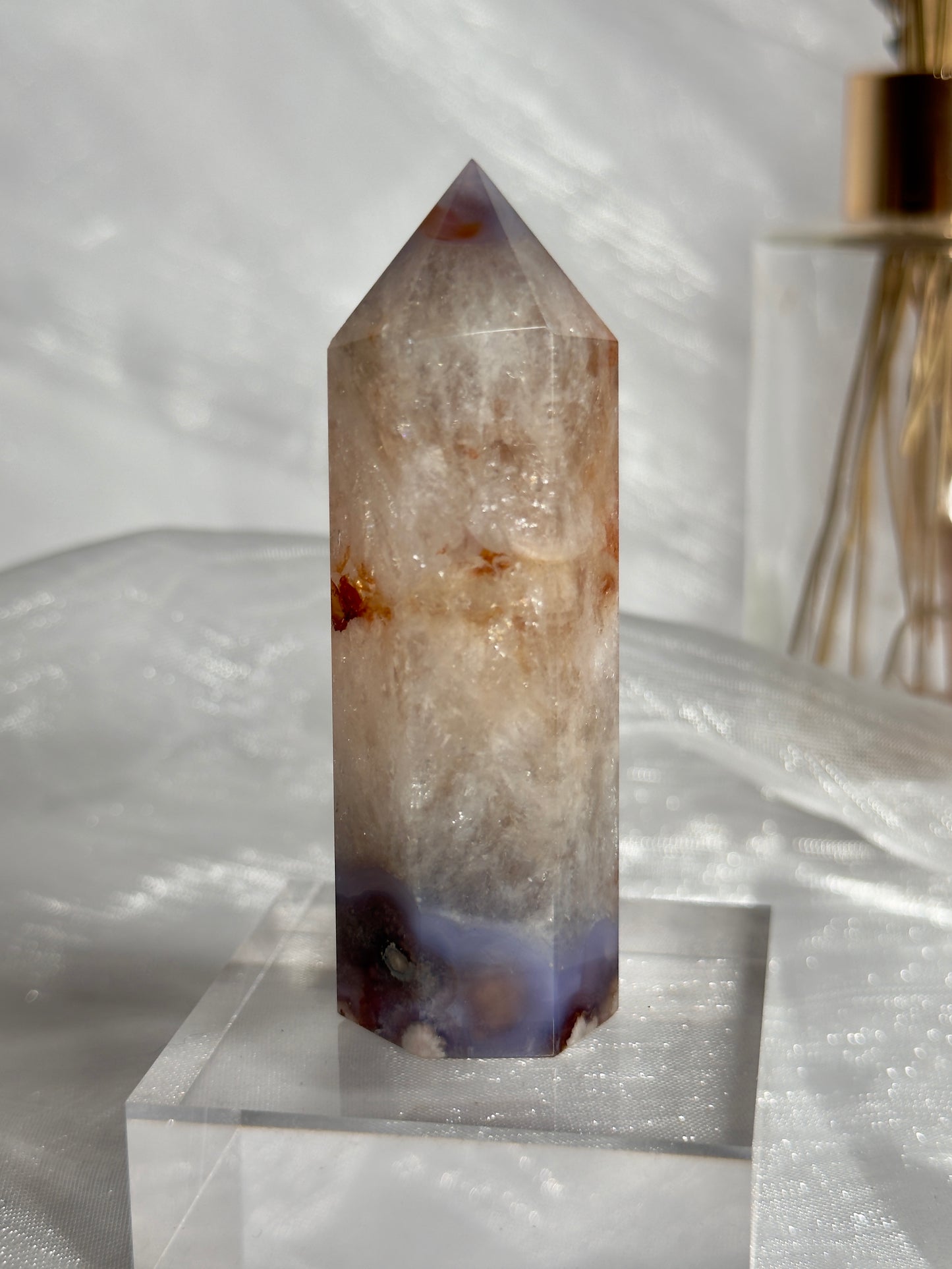 Blue Flower Agate towers and Freeforms