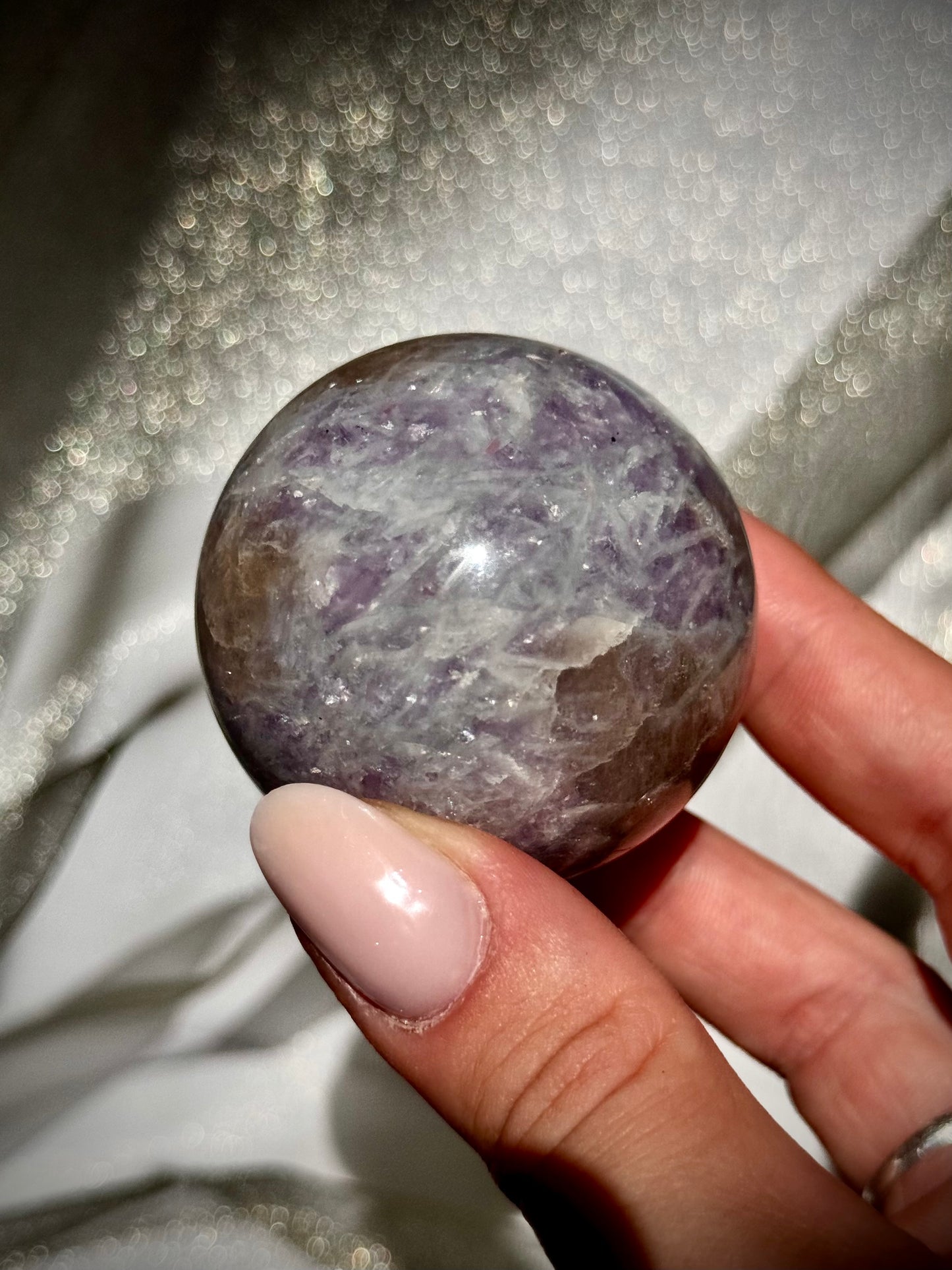 Sparkly Lepidolite spheres