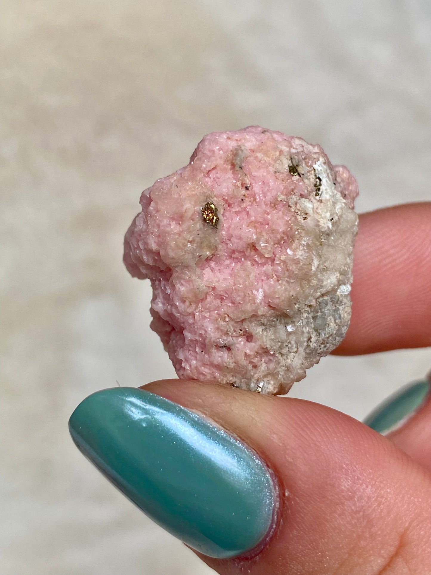 Bulgarian Rhodochrosite with Stilbite, Pyrite and Quartz inclusions