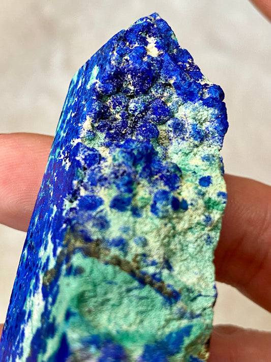 Azurite semi polished tower and freeform