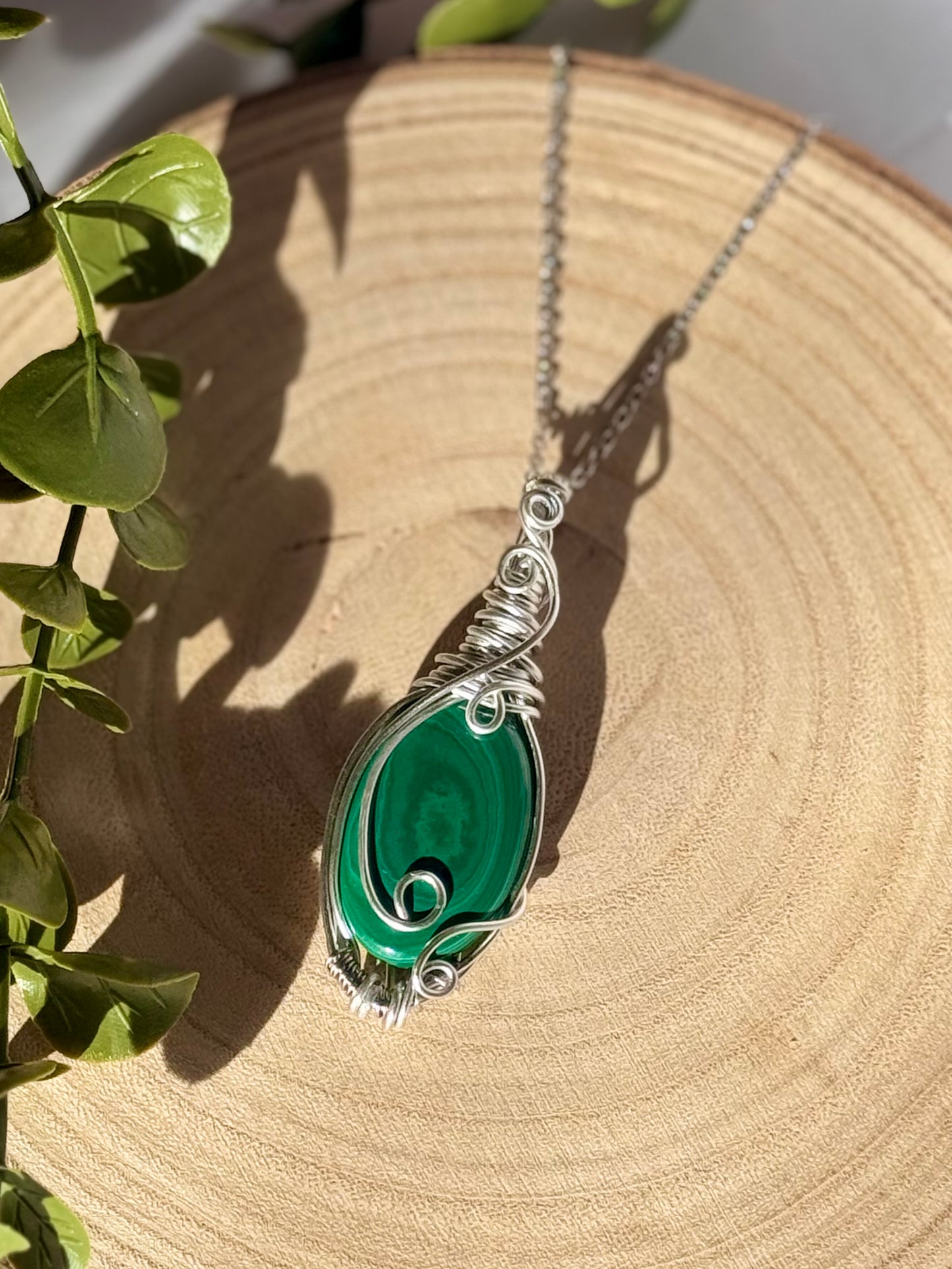 Wire wrapped Malachite pendant