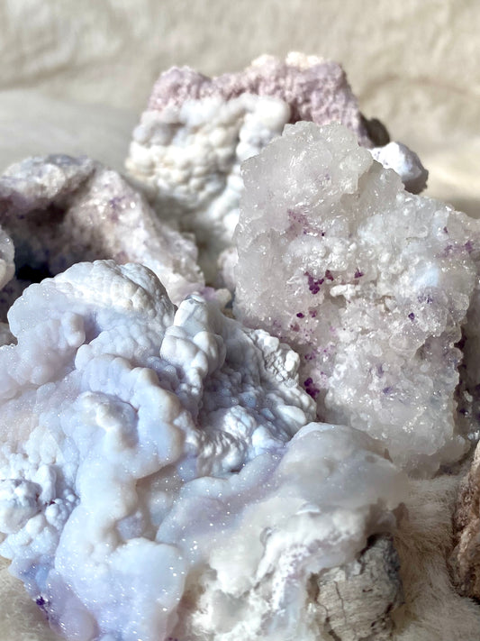 Spirit Flower Geodes - mix of Chalcedony, Purple Fluorite and Quartz