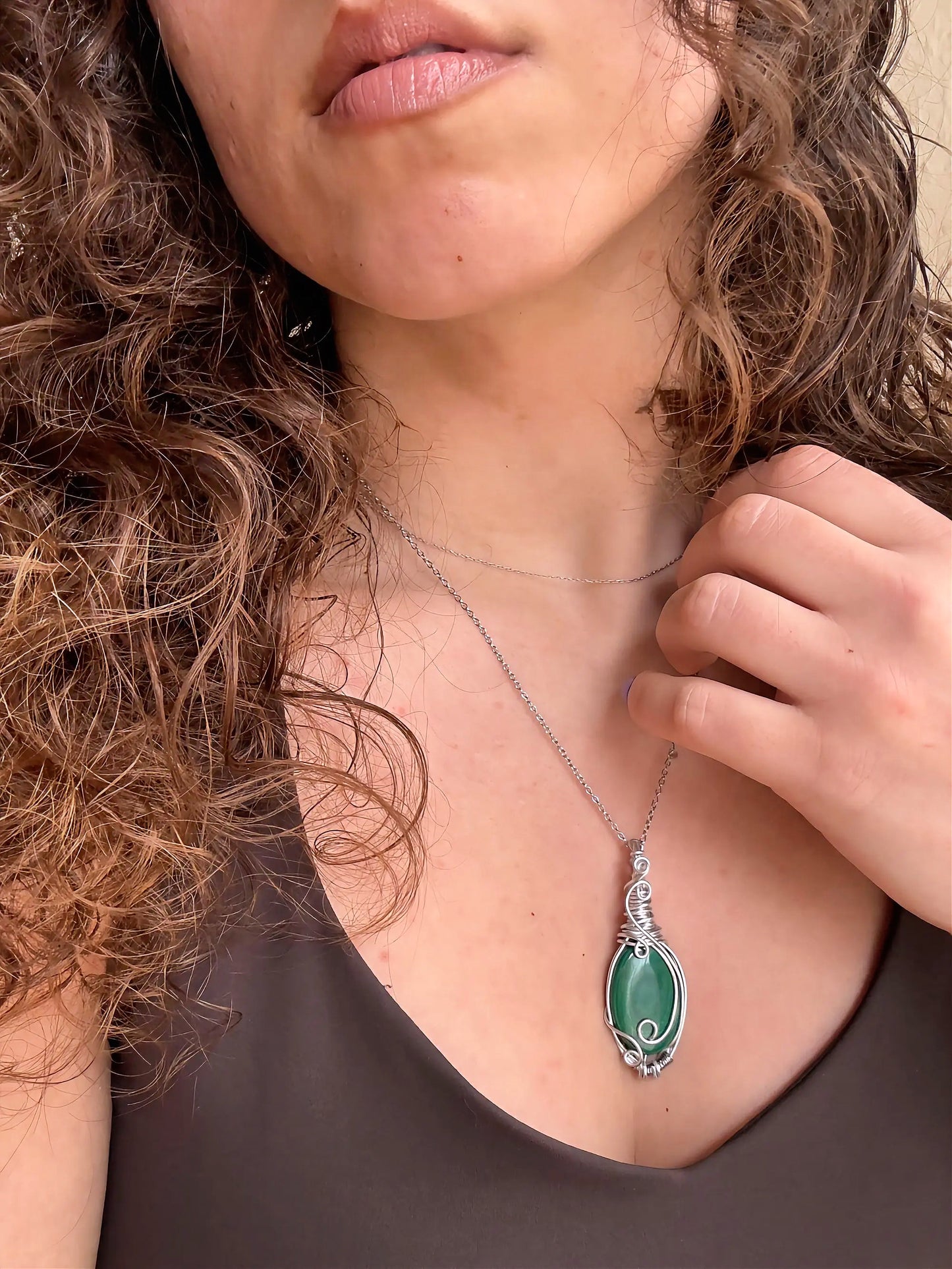 Wire wrapped Malachite pendant
