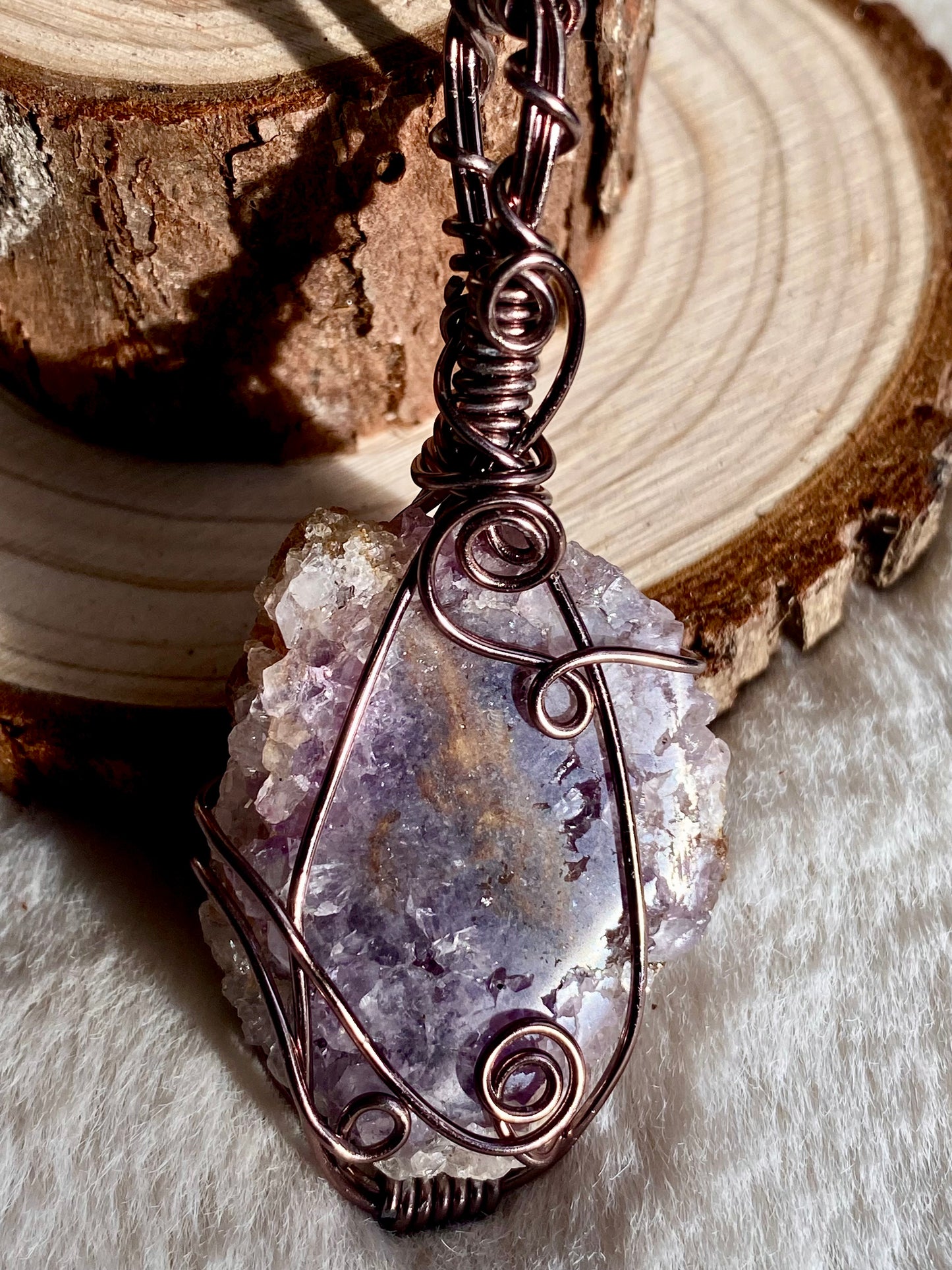 Wire Wrapped Amethyst Stalactite Pendant