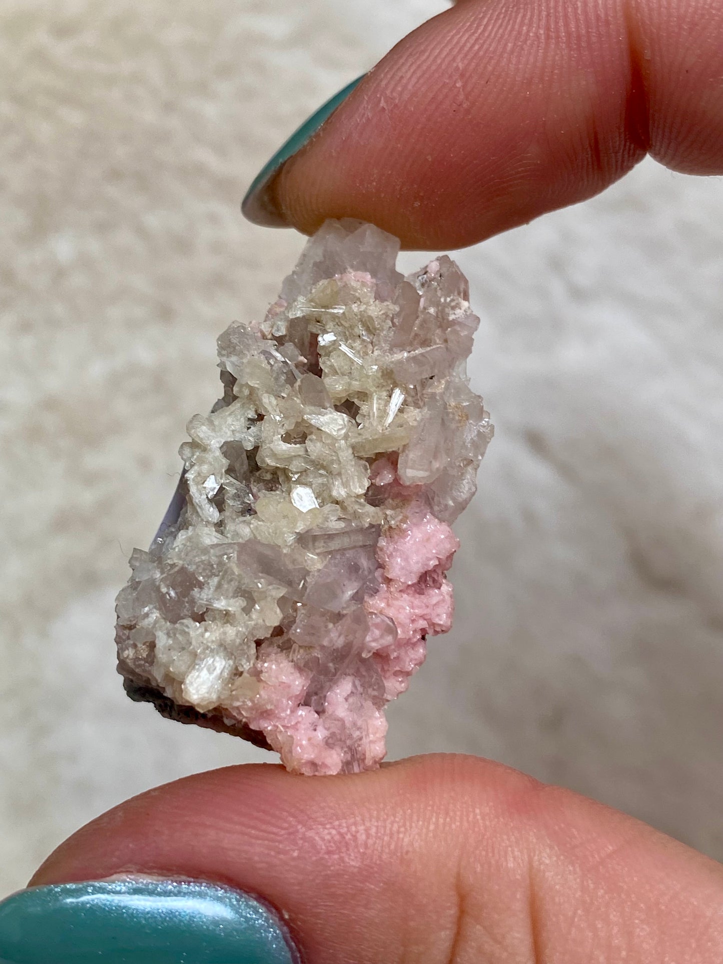 Bulgarian Rhodochrosite with Stilbite, Pyrite and Quartz inclusions