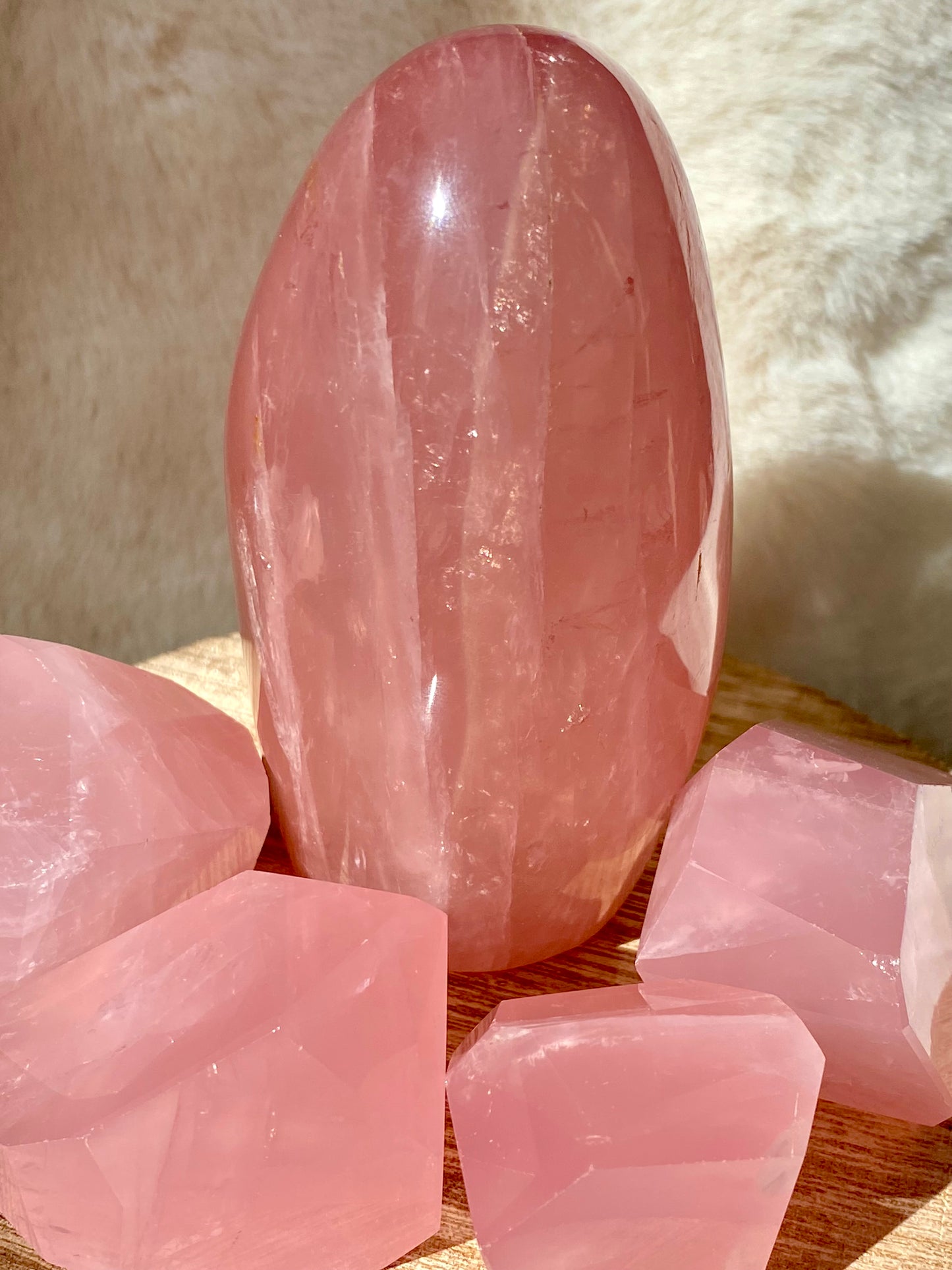 High Grade Brazilian Rose Quartz freeforms with star flash