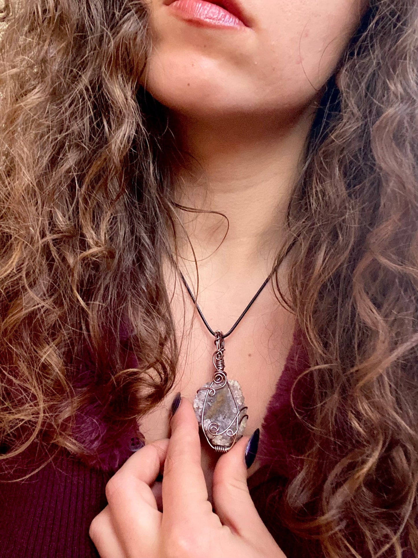 Wire Wrapped Amethyst Stalactite Pendant