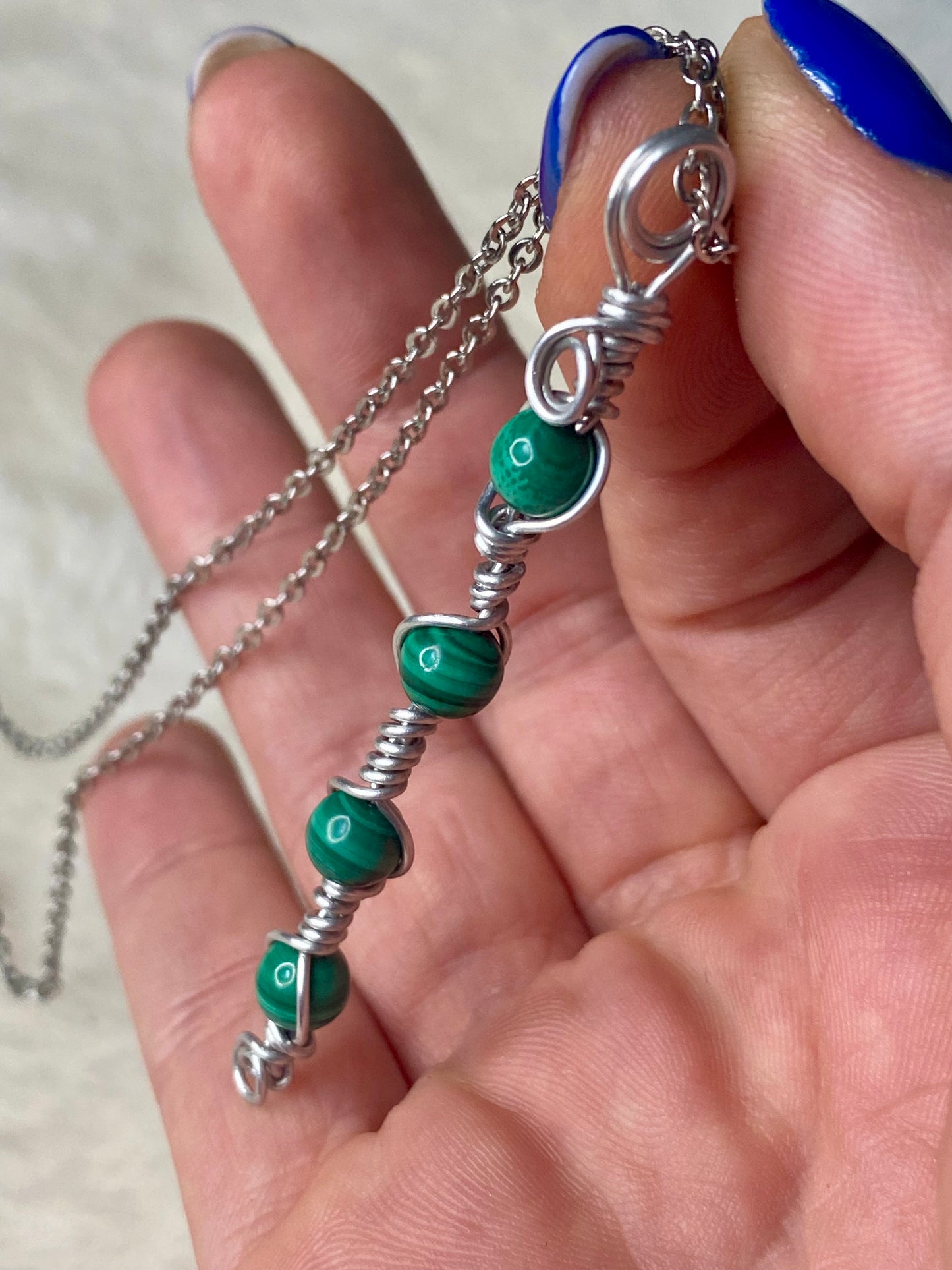 Wire wrapped Malachite pendant