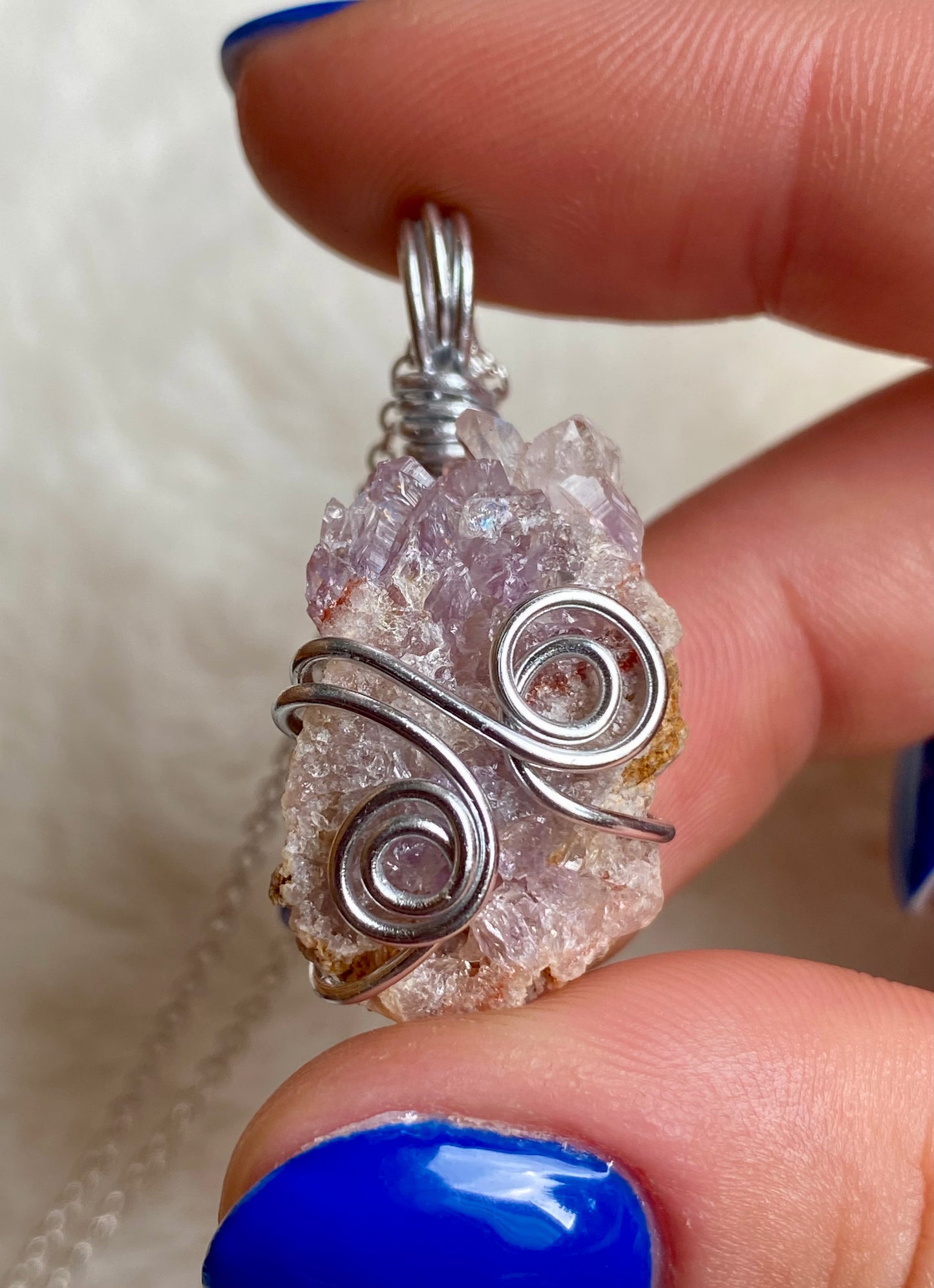 Wire wrapped Pink Amethyst Pendants