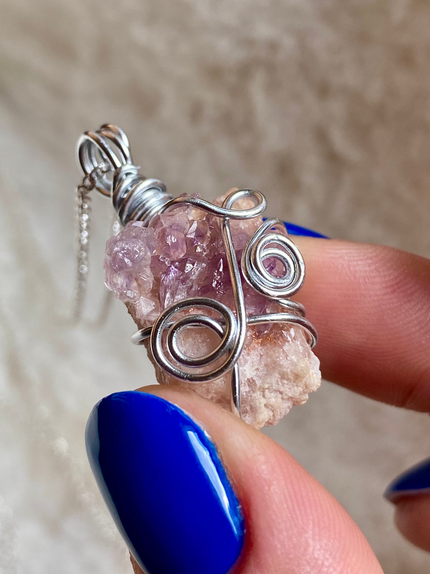 Wire wrapped Pink Amethyst Pendants