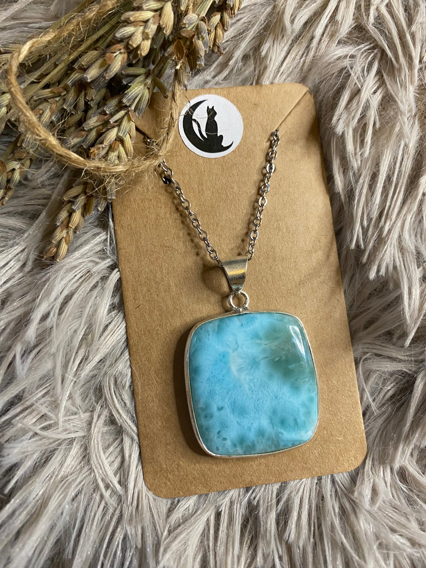 Larimar Silver plated brass pendants (silver 925 coated brass)