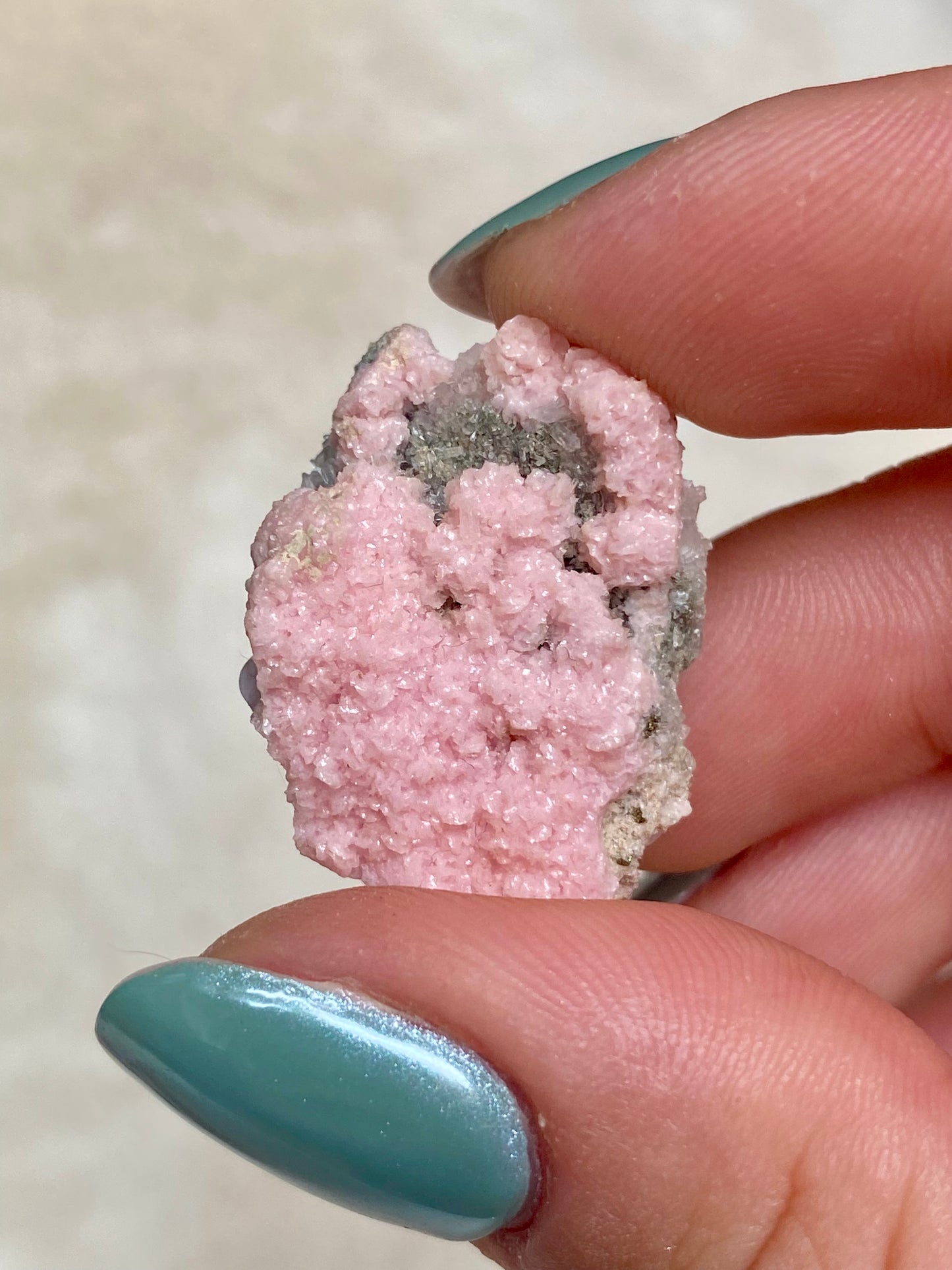 Bulgarian Rhodochrosite with Stilbite, Pyrite and Quartz inclusions