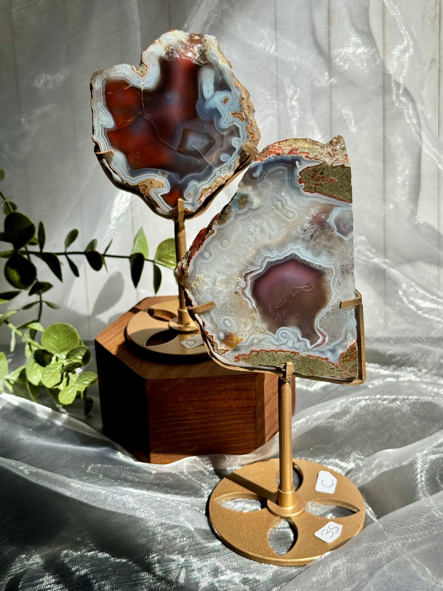 Swazi Agate slabs on stand - Mozambique