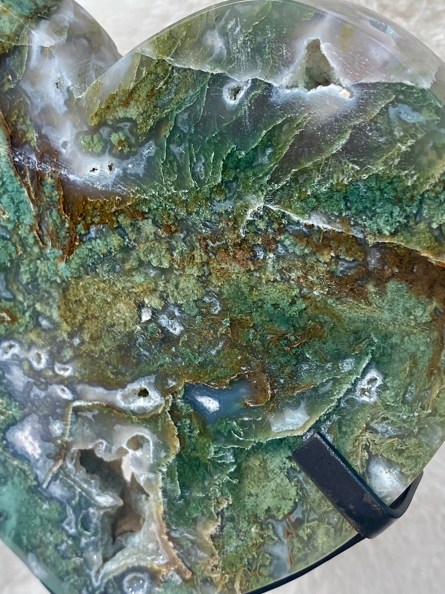 Mesmerising Moss Agate Heart on stand - Moss Agate statement piece