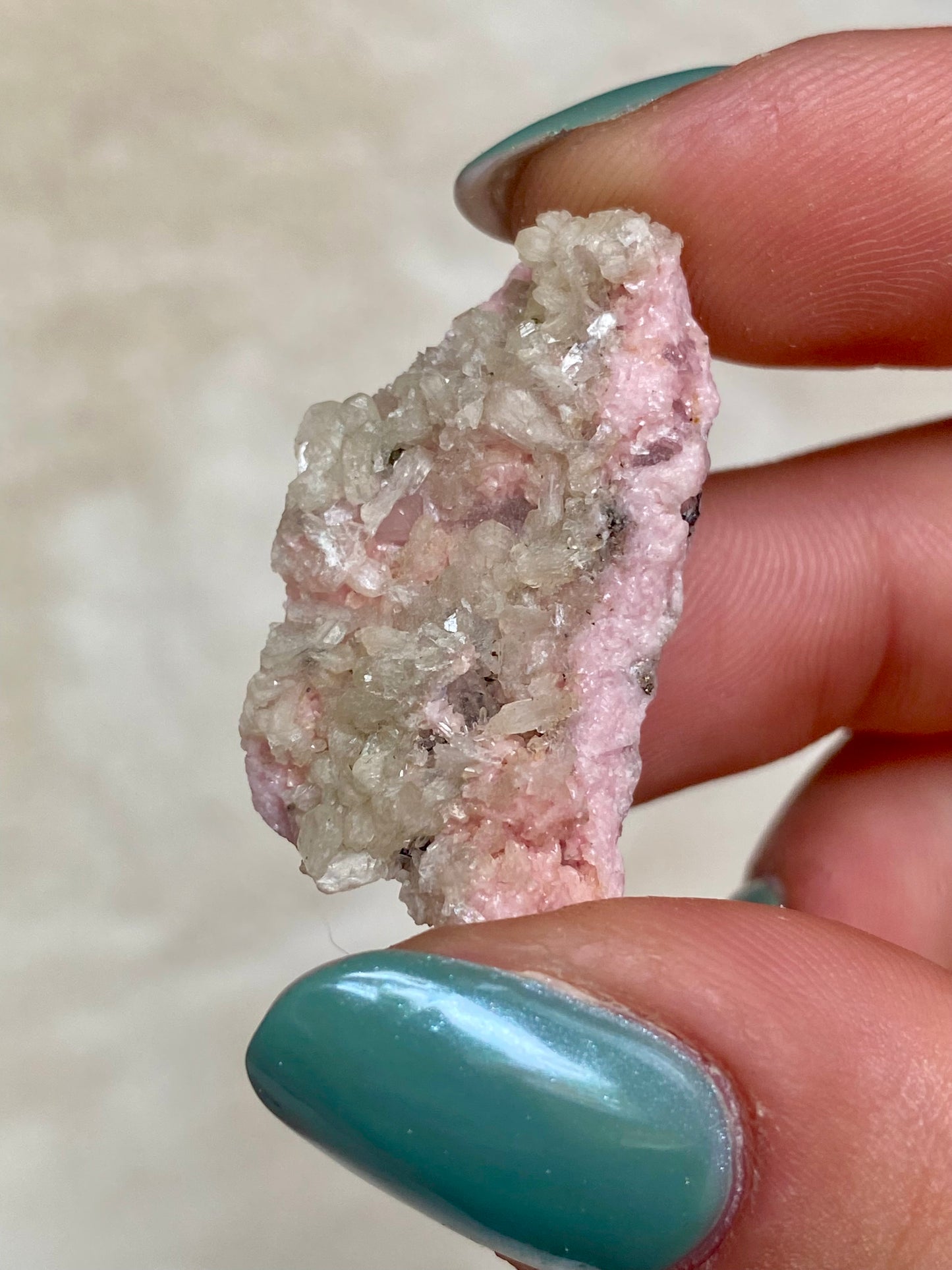 Bulgarian Rhodochrosite with Stilbite, Pyrite and Quartz inclusions