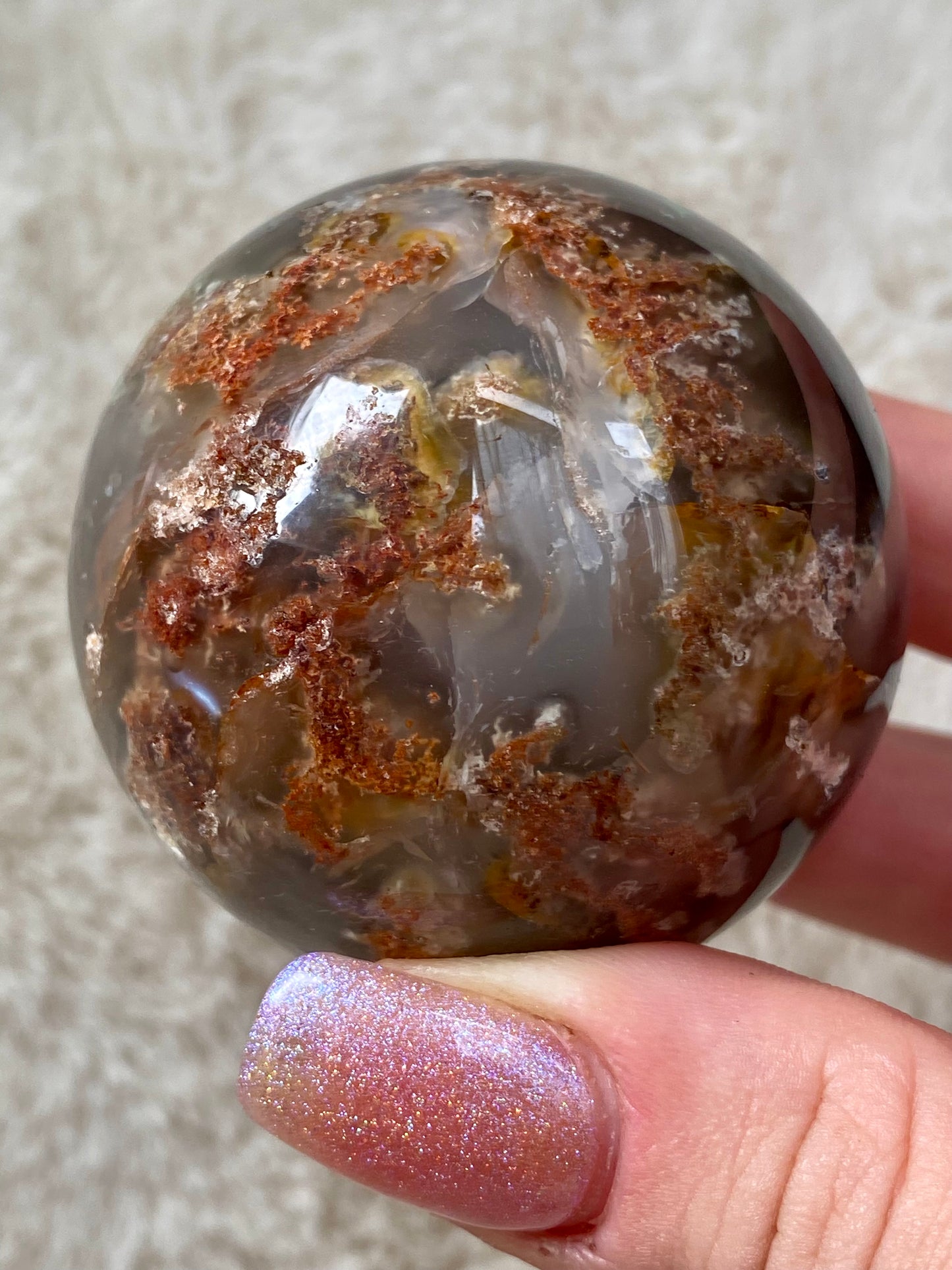 Red Moss Agate spheres