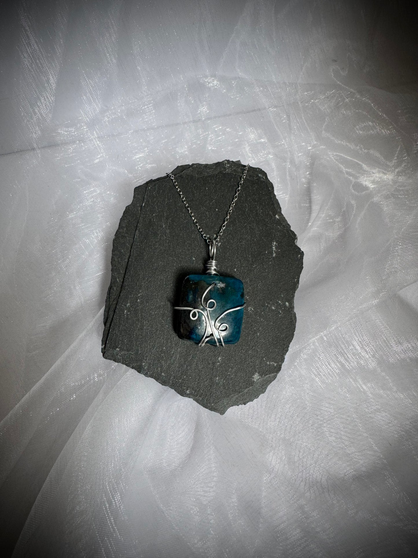 Wire wrapped Azurite pendants