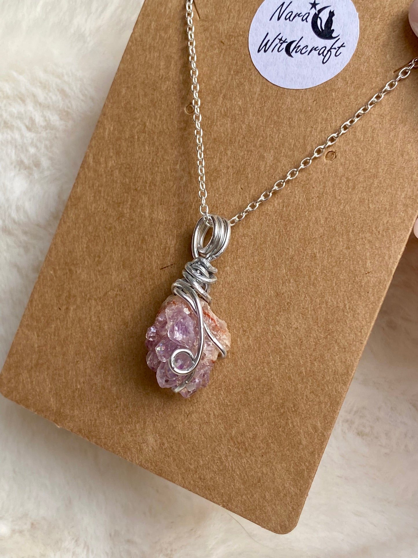 Wire wrapped Pink Amethyst Pendant (F)