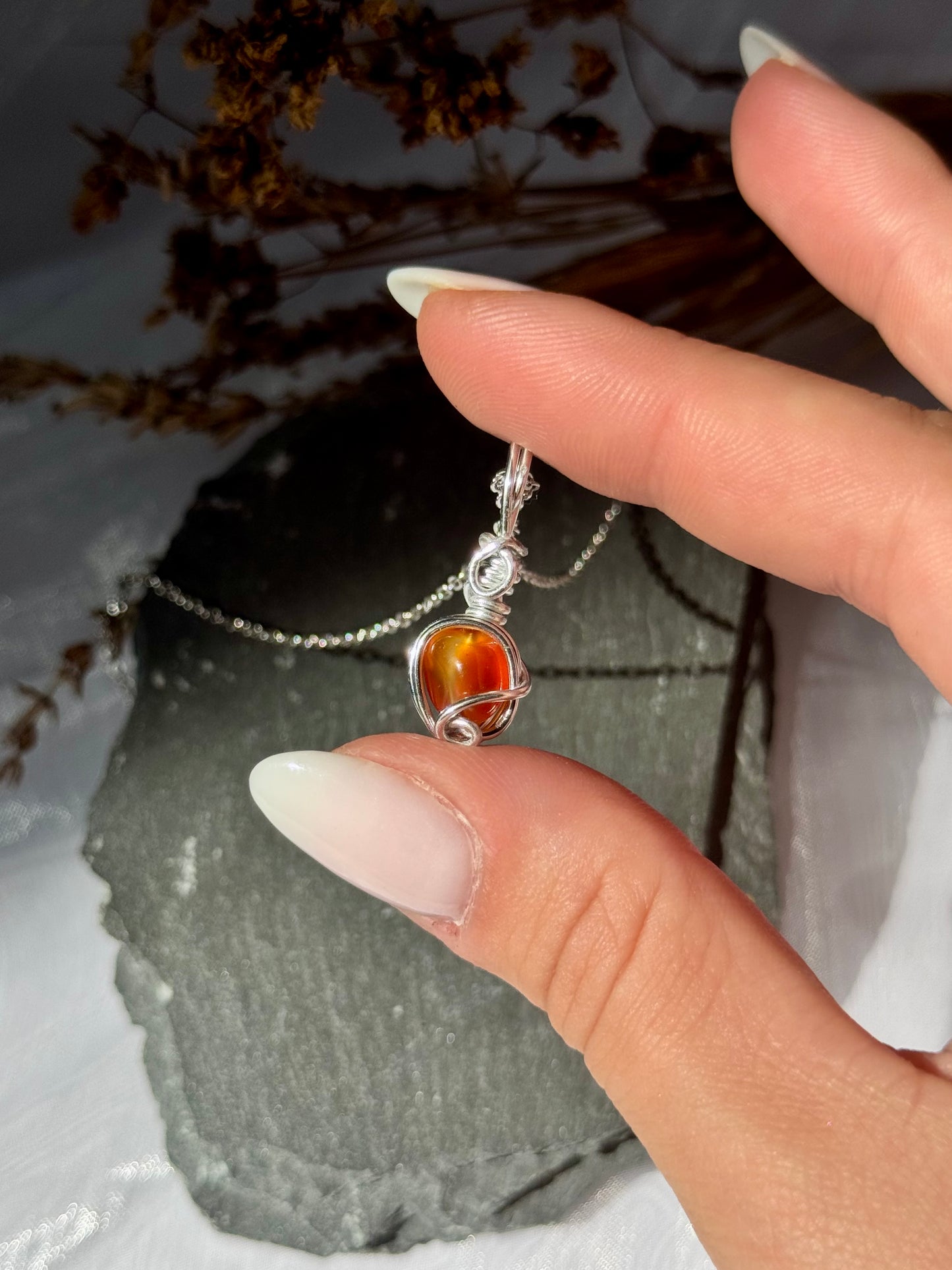 Wire wrapped Carnelian Bracelet and pendants set