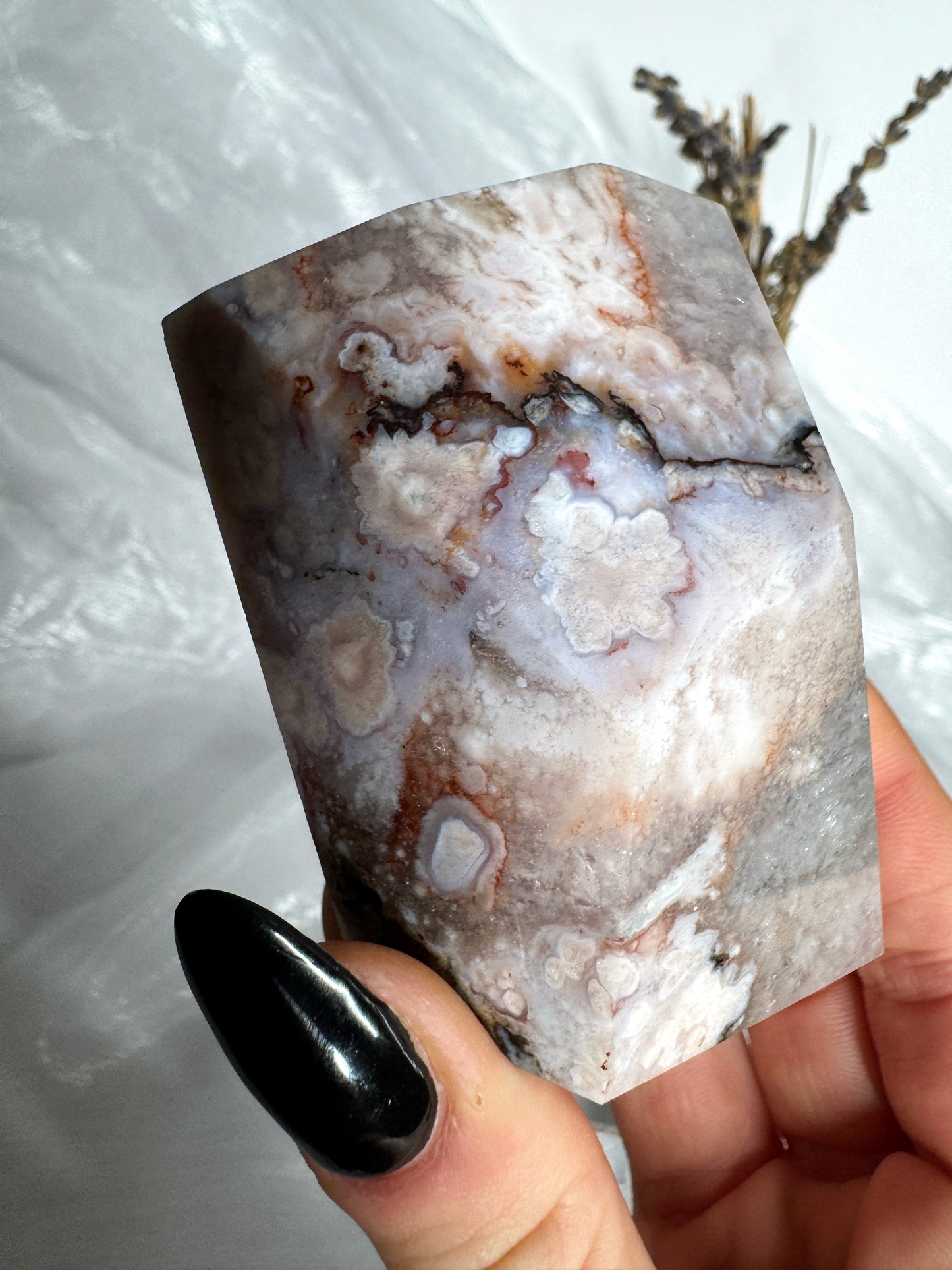 Blue Flower Agate towers and Freeforms