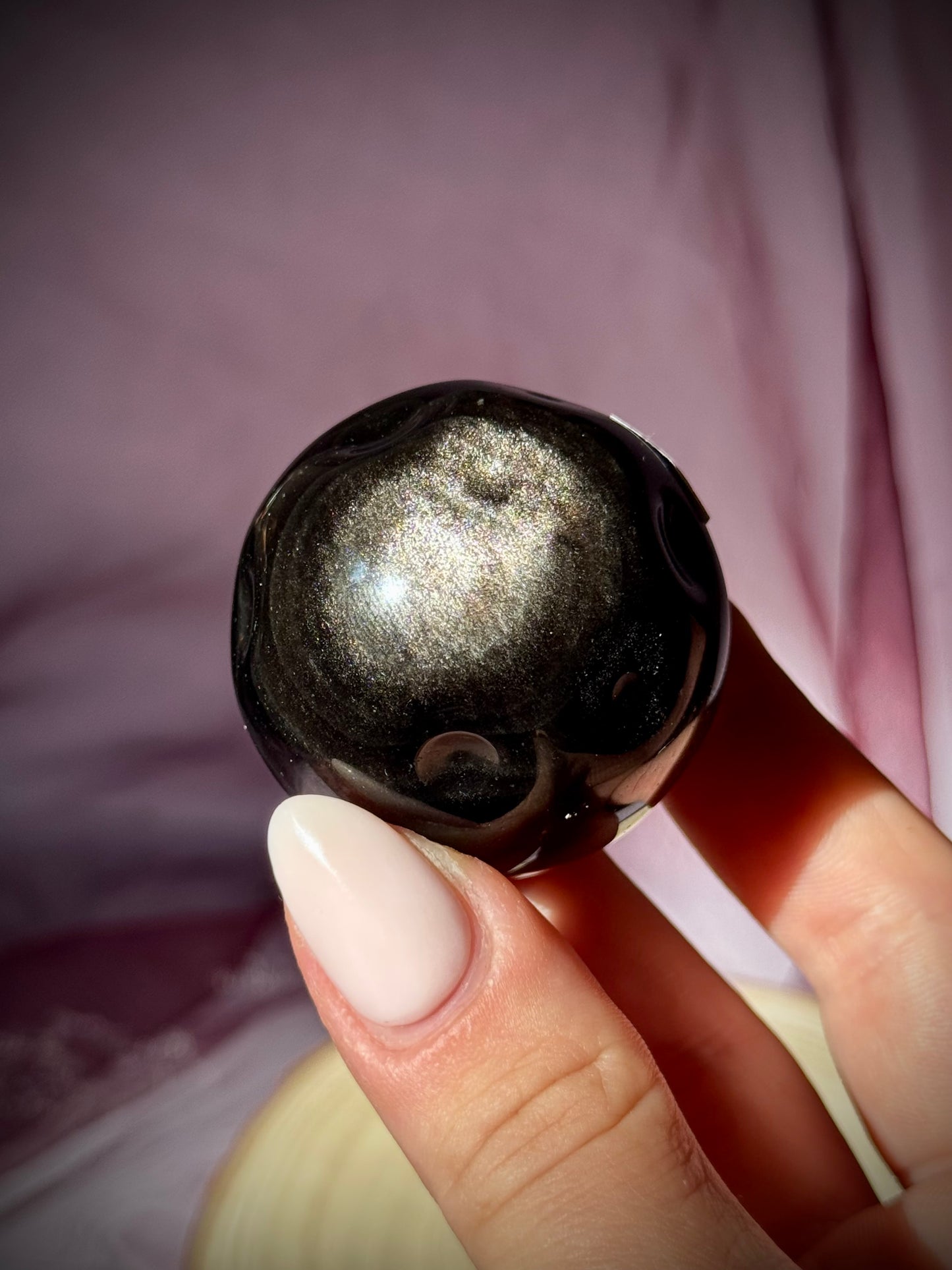 Silver Sheen Obsidian Full Moon Spheres