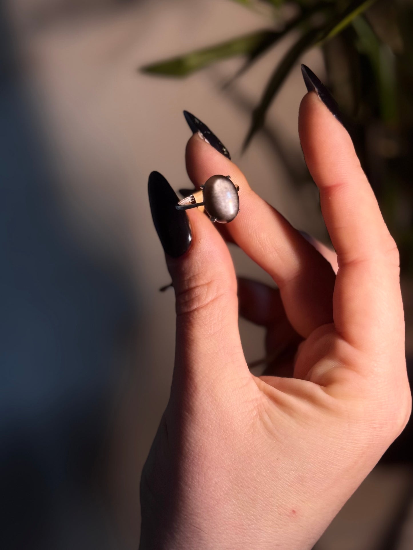 Golden Sheen and Silver Sheen Obsidian adjustable rings in Silver 925