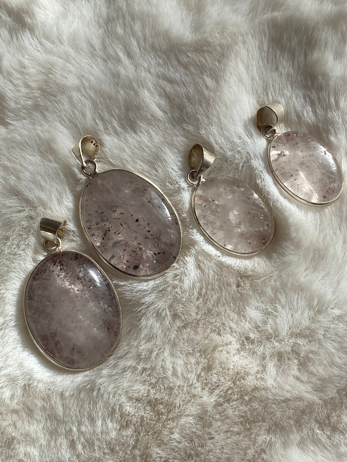 Amthyst with Hematite inclusions Silver plated brass pendants (Silver 925 coated brass)