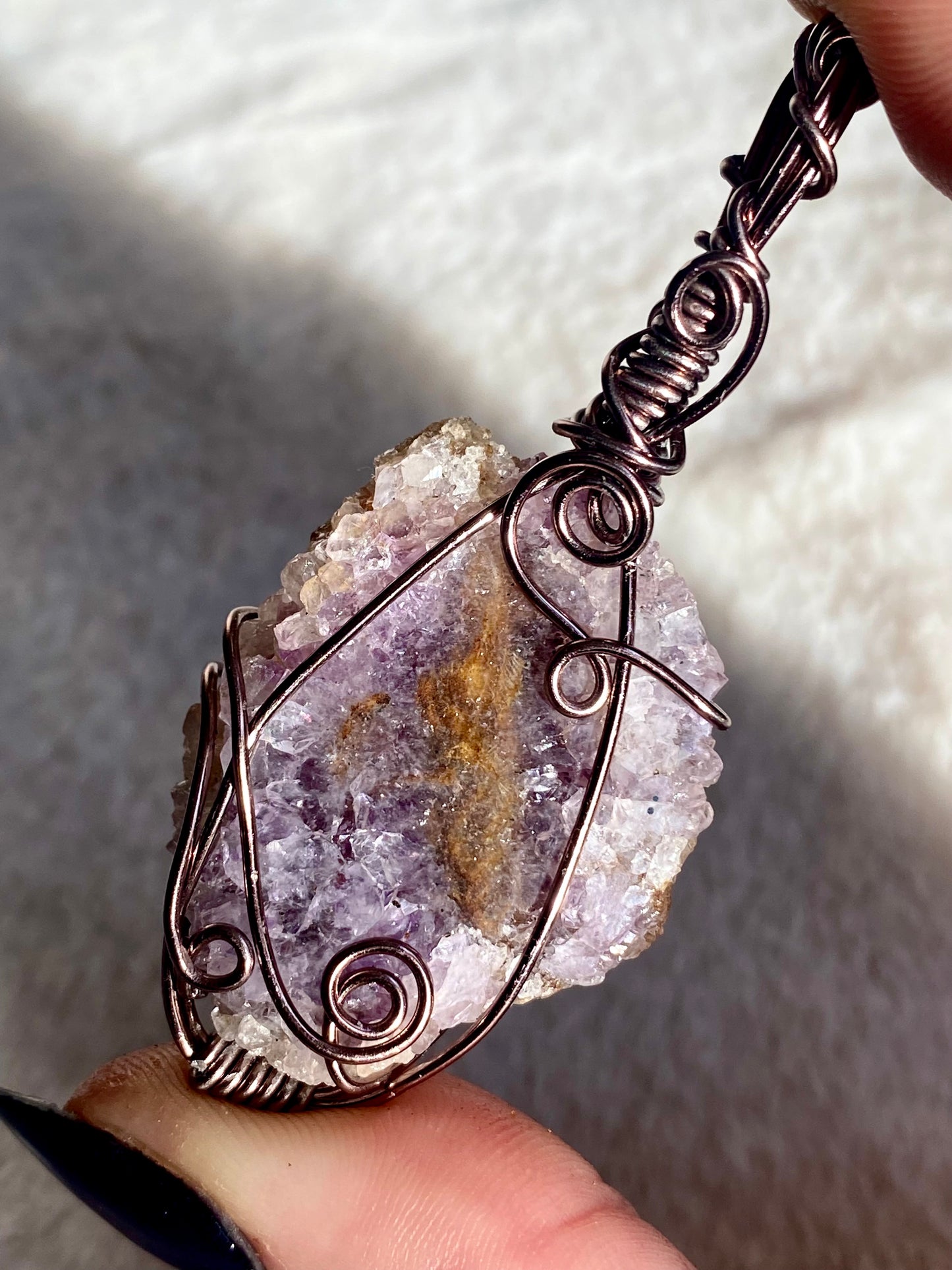 Wire Wrapped Amethyst Stalactite Pendant