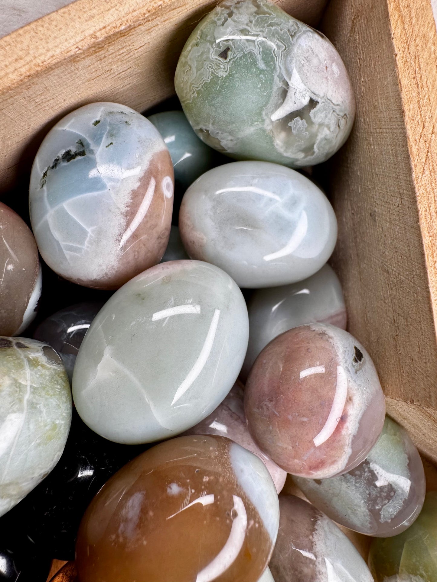 Green Flower Agate Tumble stones | Intuitively chosen