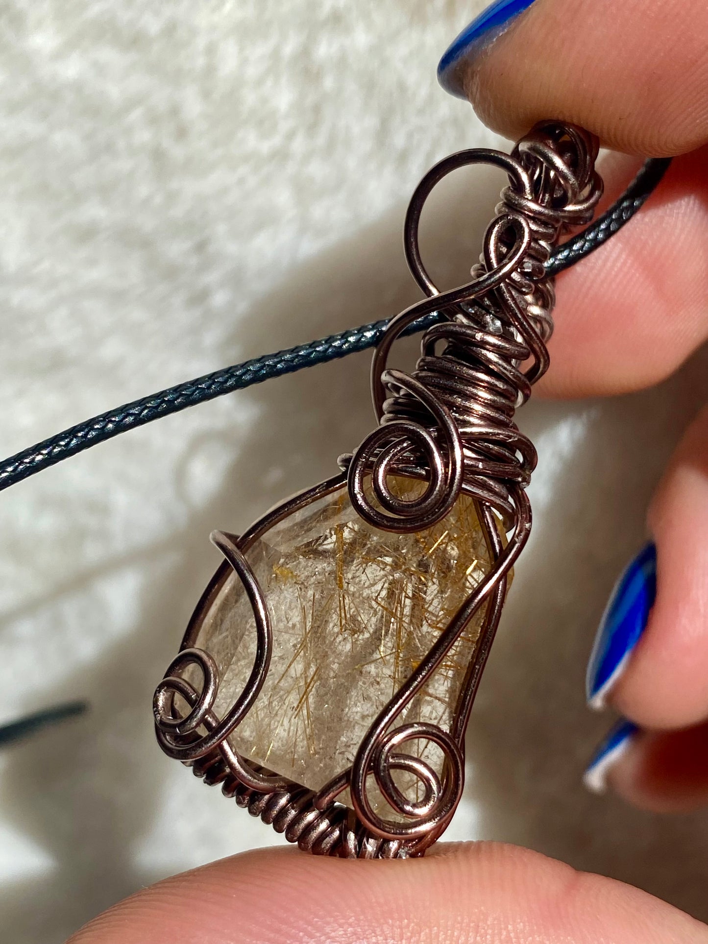 Wire wrapped Golden Rutile Quartz pendant