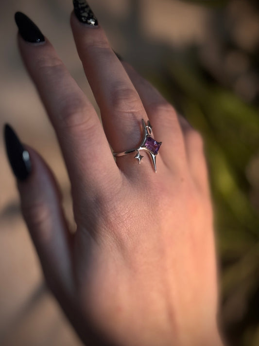 Amethyst adjustable rings in Silver 925