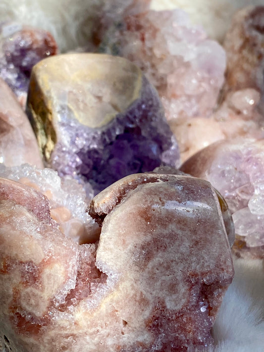 Pink Amethyst Druzy freeforms from Brazil