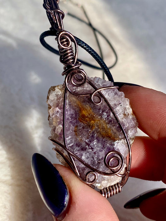 Wire Wrapped Amethyst Stalactite Pendant