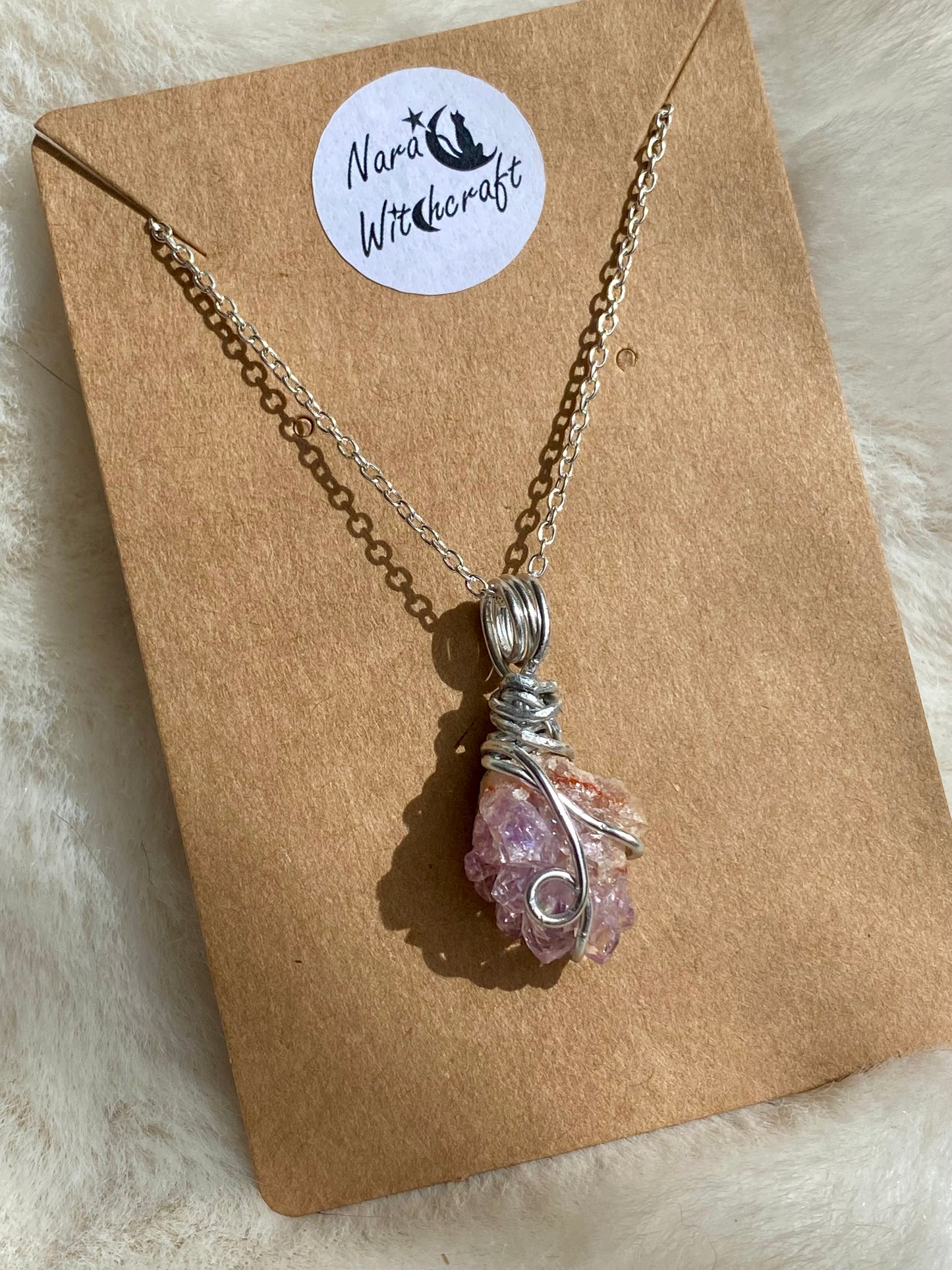 Wire wrapped Pink Amethyst Pendant (F)