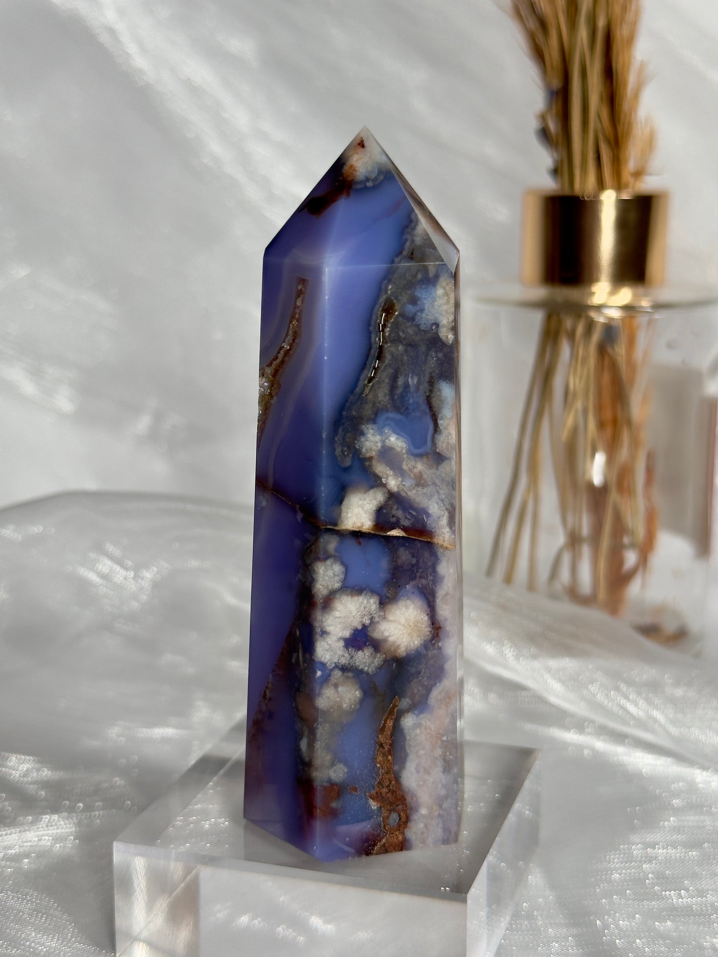 Blue Flower Agate towers and Freeforms