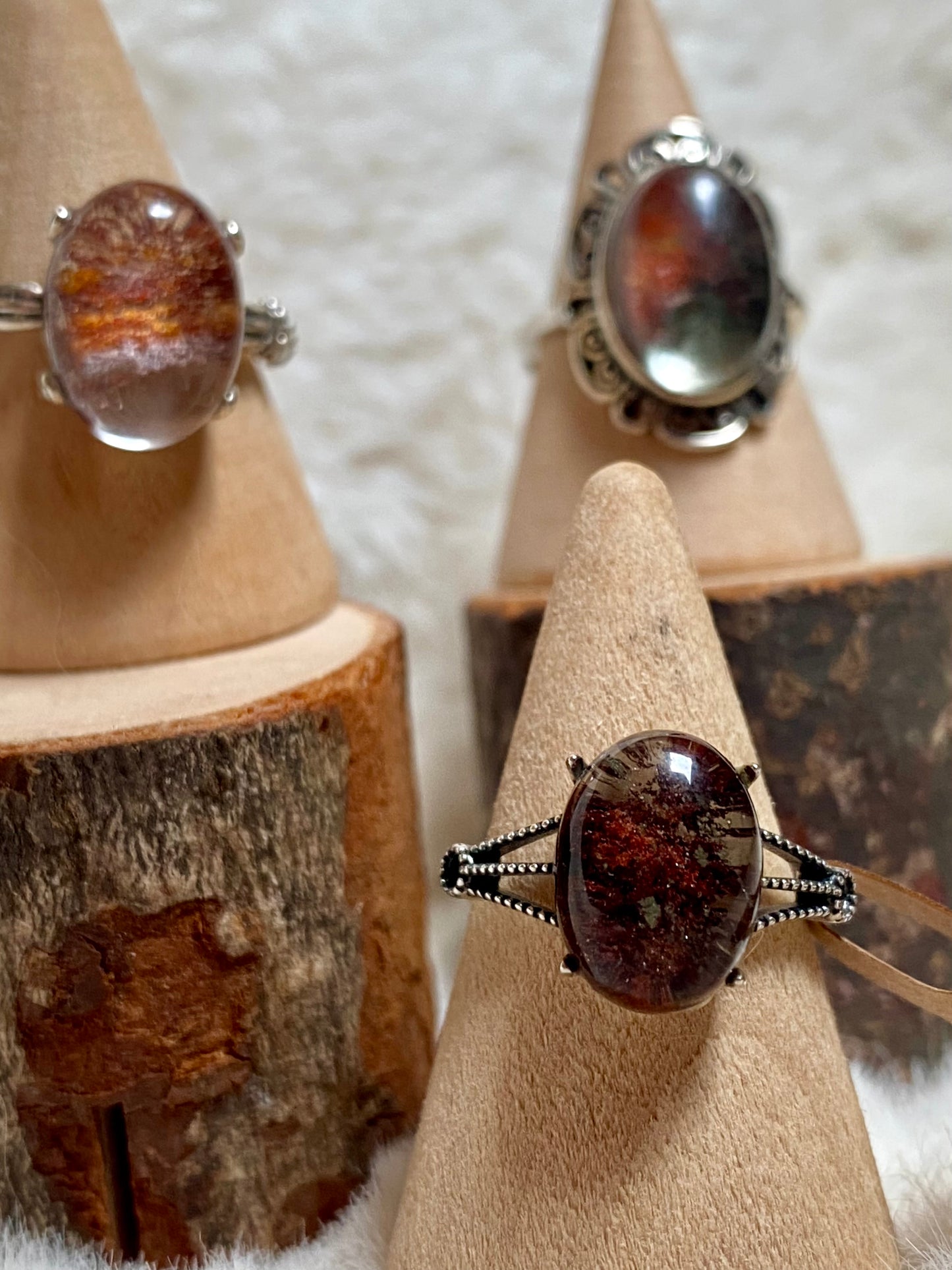 Garden Quartz adjustable rings in Silver 925 - Lodolite vintage rings