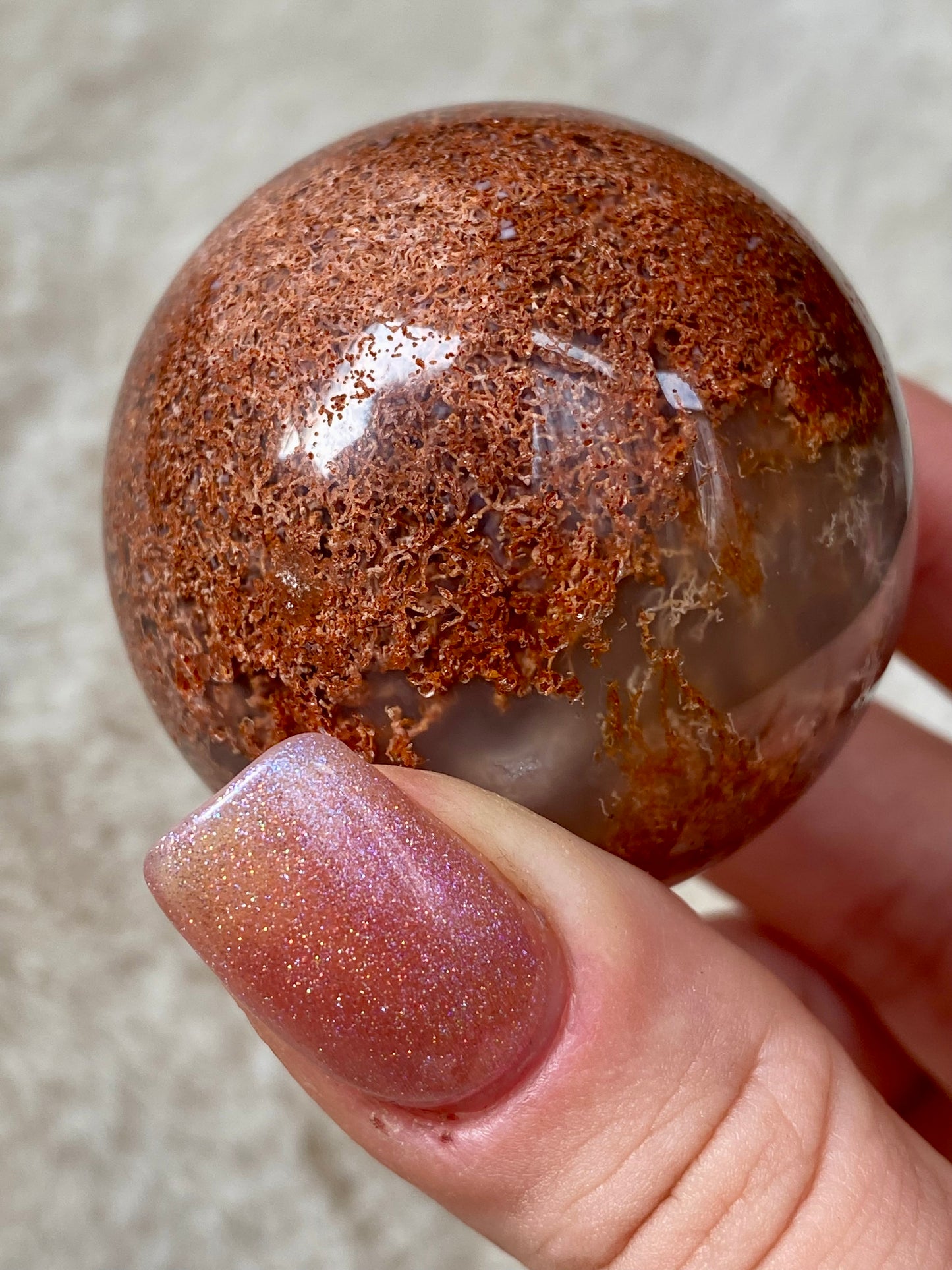 Red Moss Agate spheres